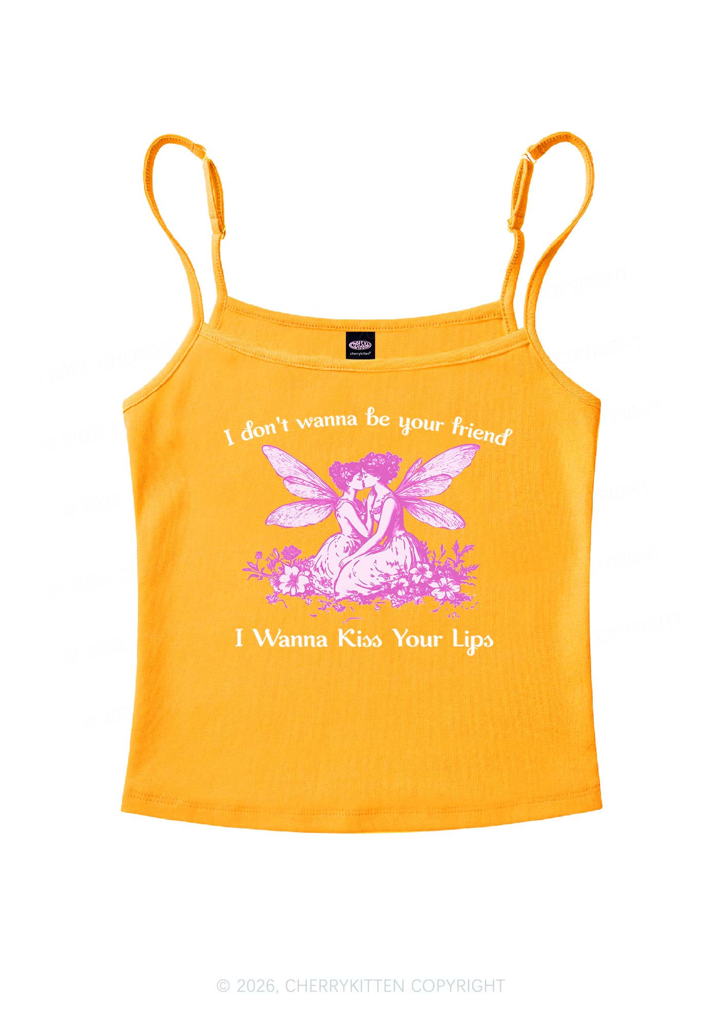 I Wanna Kiss Your Lips Pride Y2K Spaghetti Strap Cami Cherrykitten