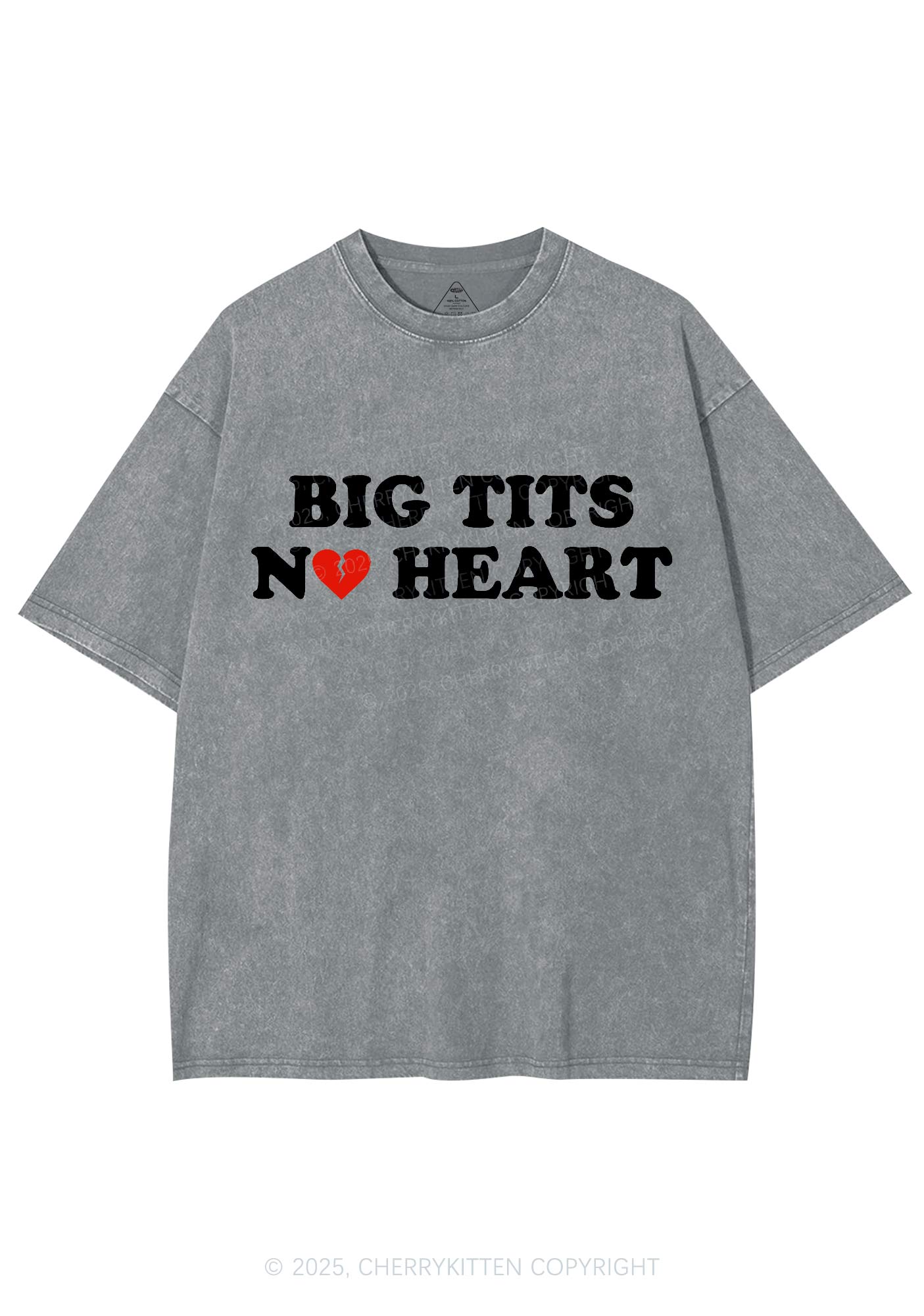 Big Txts No Heart Y2K Shirts Washed Tee Cherrykitten