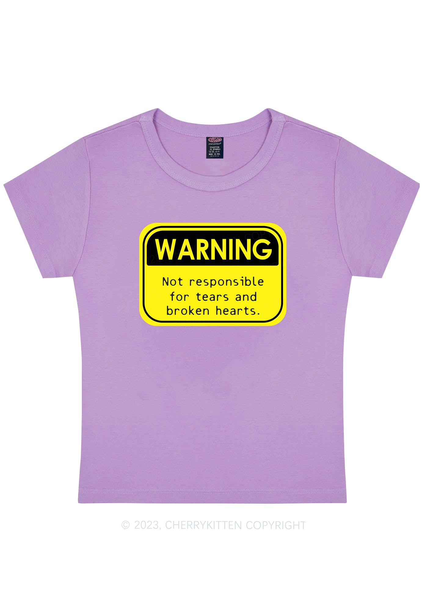 Curvy Warning Sign Y2K Baby Tee Cherrykitten