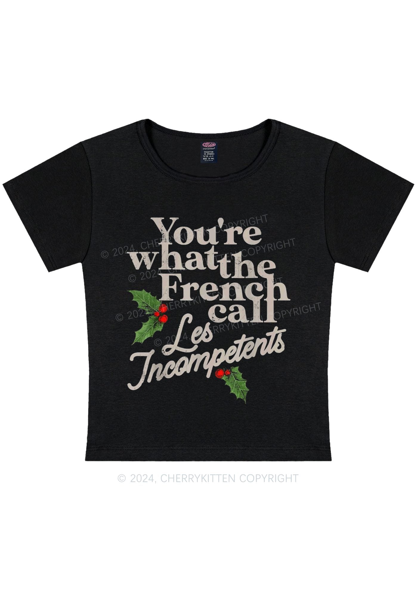 Christmas Les Incompetent Y2K Baby Tee Cherrykitten