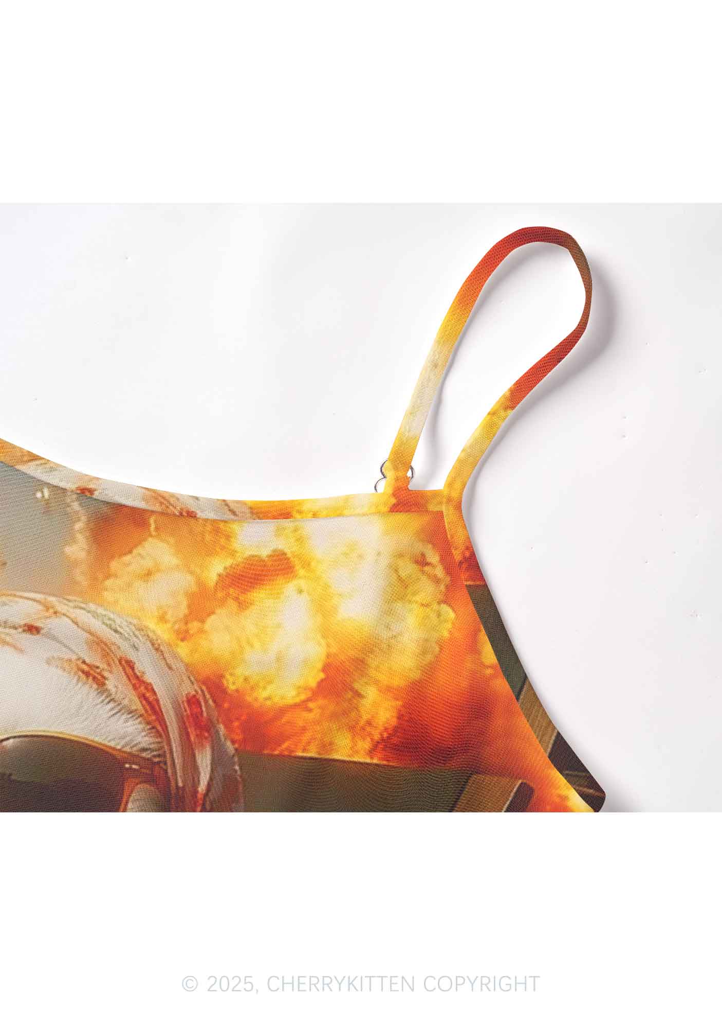 Cool Cat Enjoying Coffee Y2K Mesh Cami Tank Cherrykitten