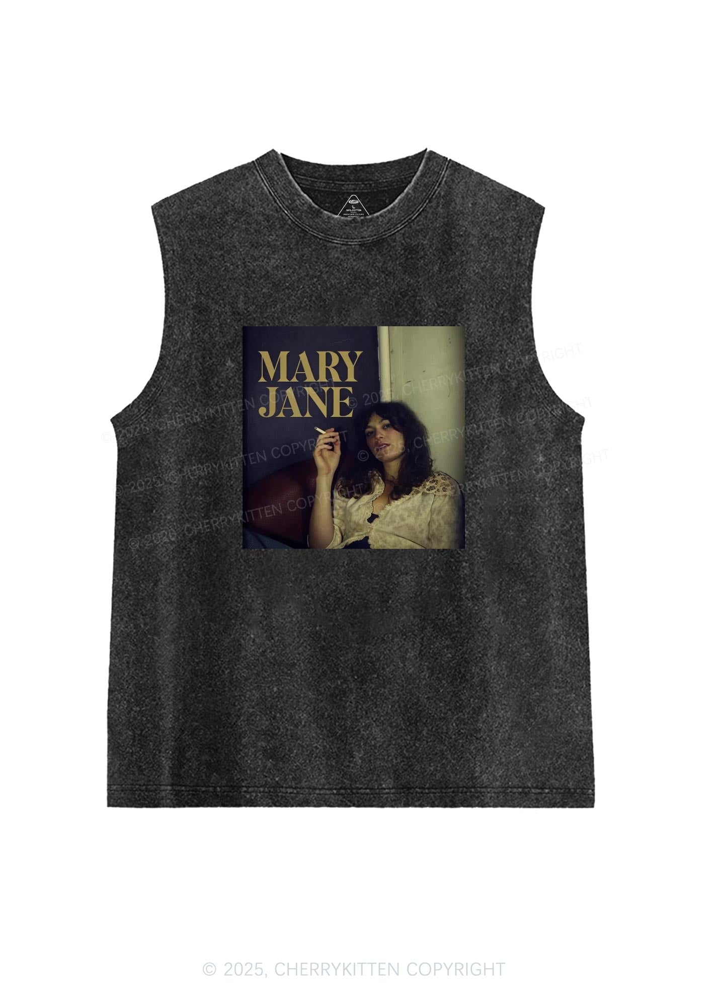 Smoking Woman Y2K Washed Tank Cherrykitten