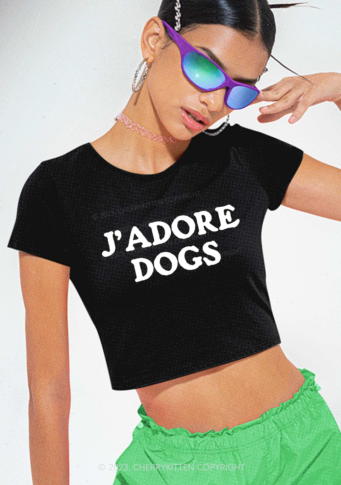 J'adore Dogs Y2K Baby Tee Cherrykitten