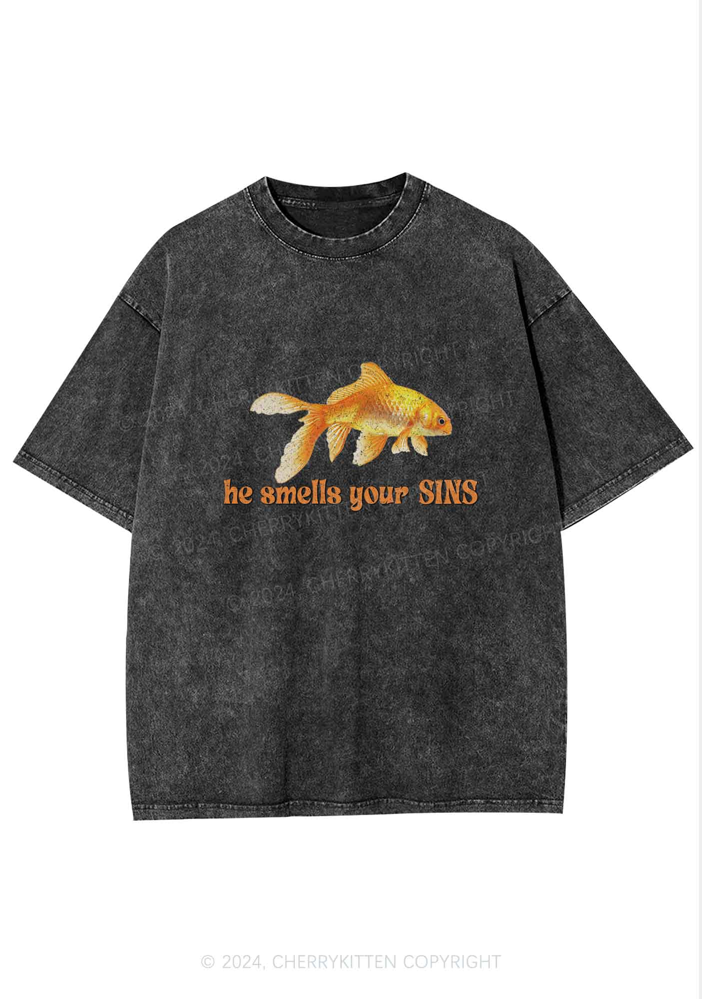 He Smells Your Sins Y2K Washed Tee Cherrykitten