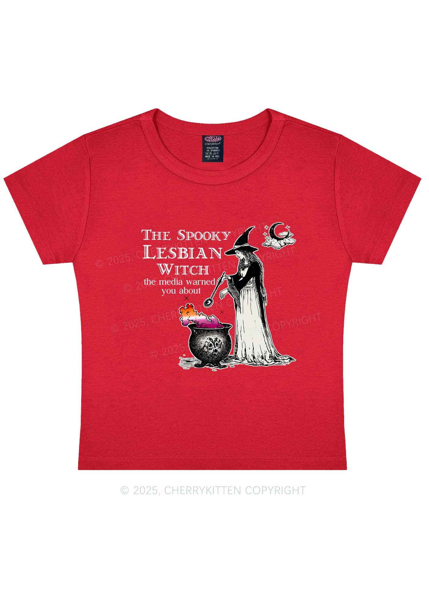 The Spooky Lesbian Witch Y2K Baby Tee Cherrykitten