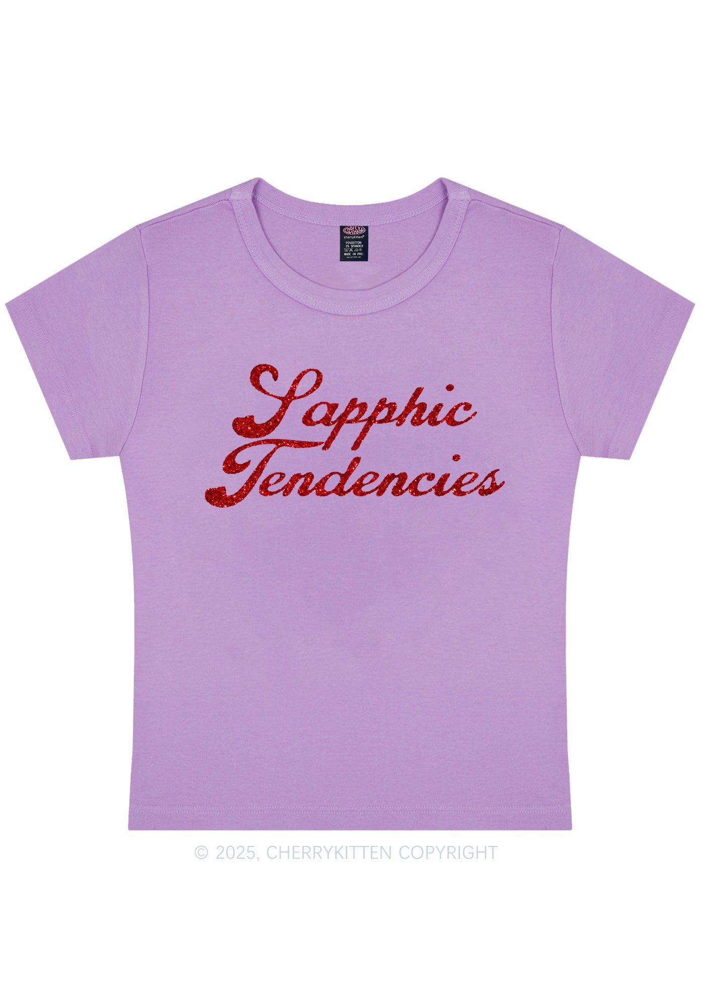 Glitter Sapphic Tendencies Pride Y2K Baby Tee Cherrykitten