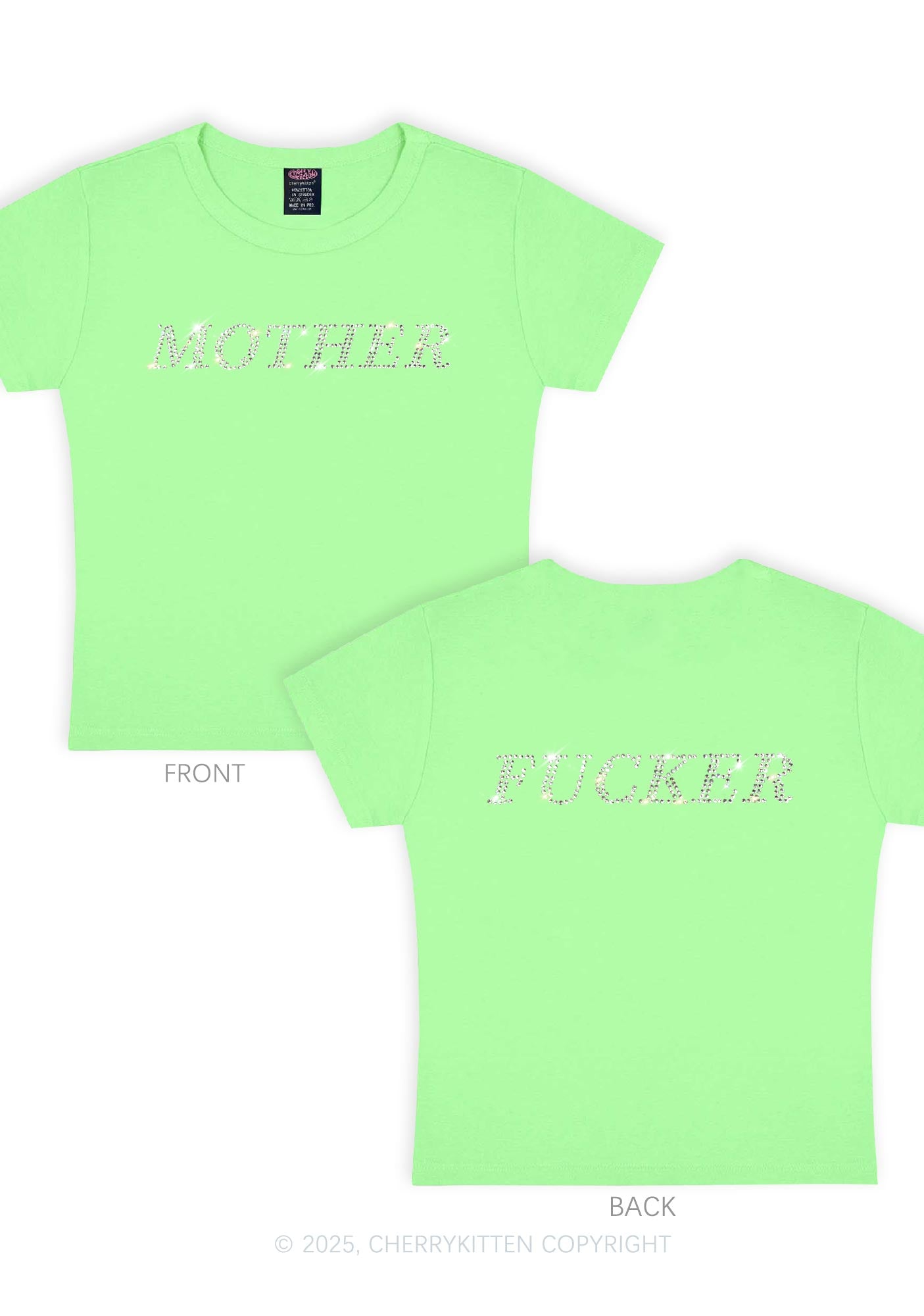 Rhinestone Motherfxcker Two Sides Y2K Baby Tee Cherrykitten
