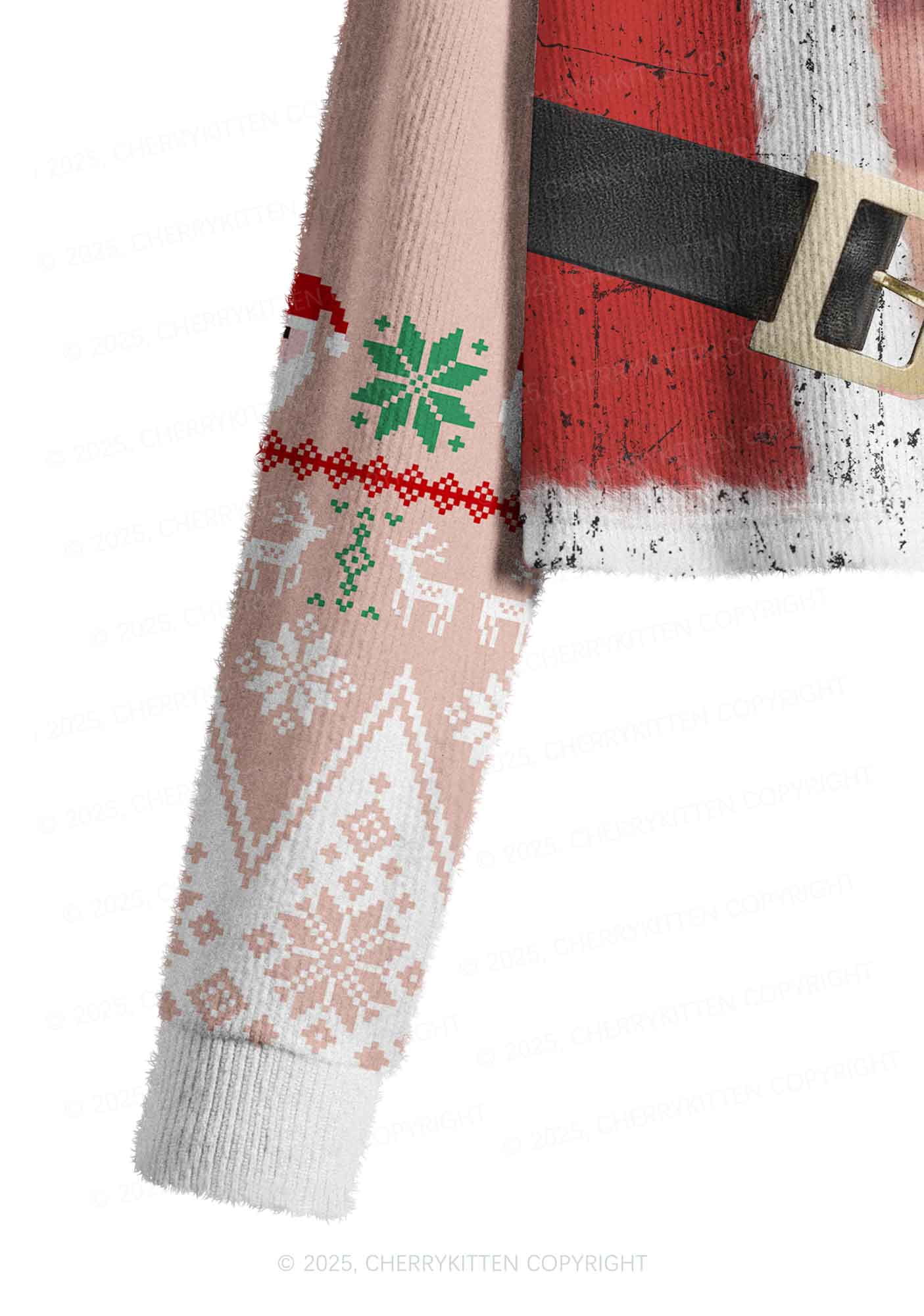 Muscle Santa Y2K Christmas Crop Knit Sweatshirt Cherrykitten