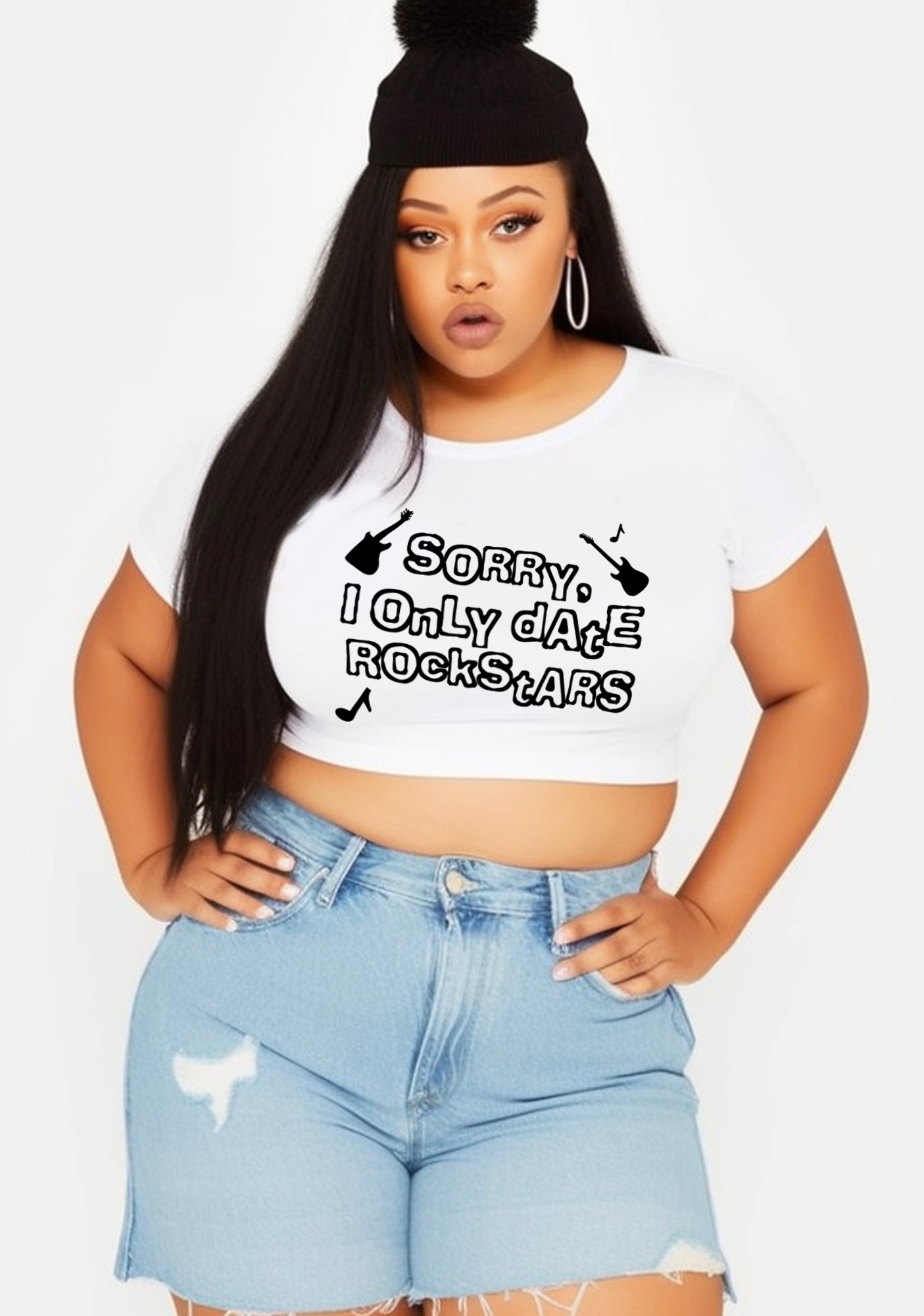 Curvy Only Date Rockstars Guitars Baby Tee