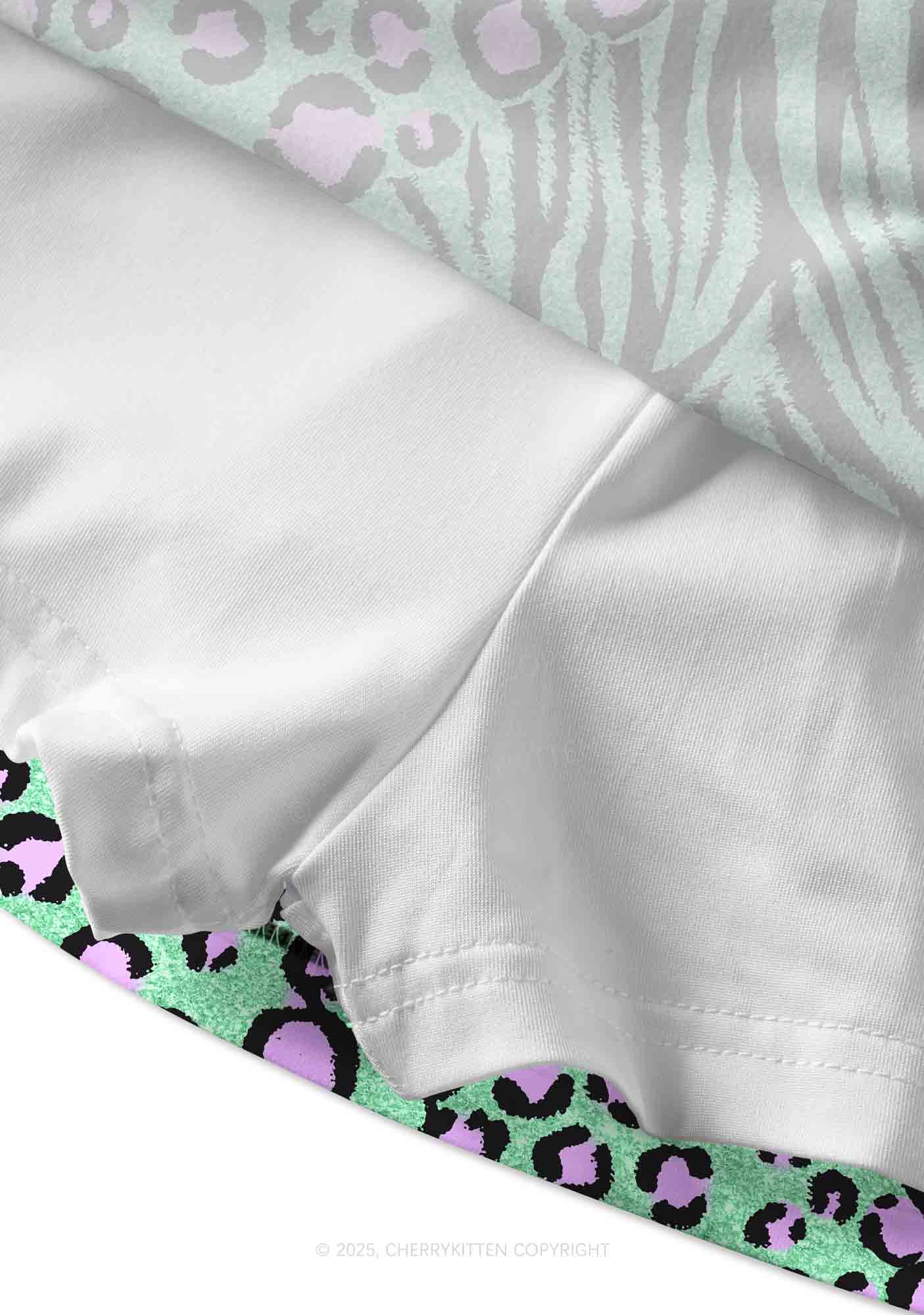 Mint Leopard Y2K Print Mini Skirt Cherrykitten
