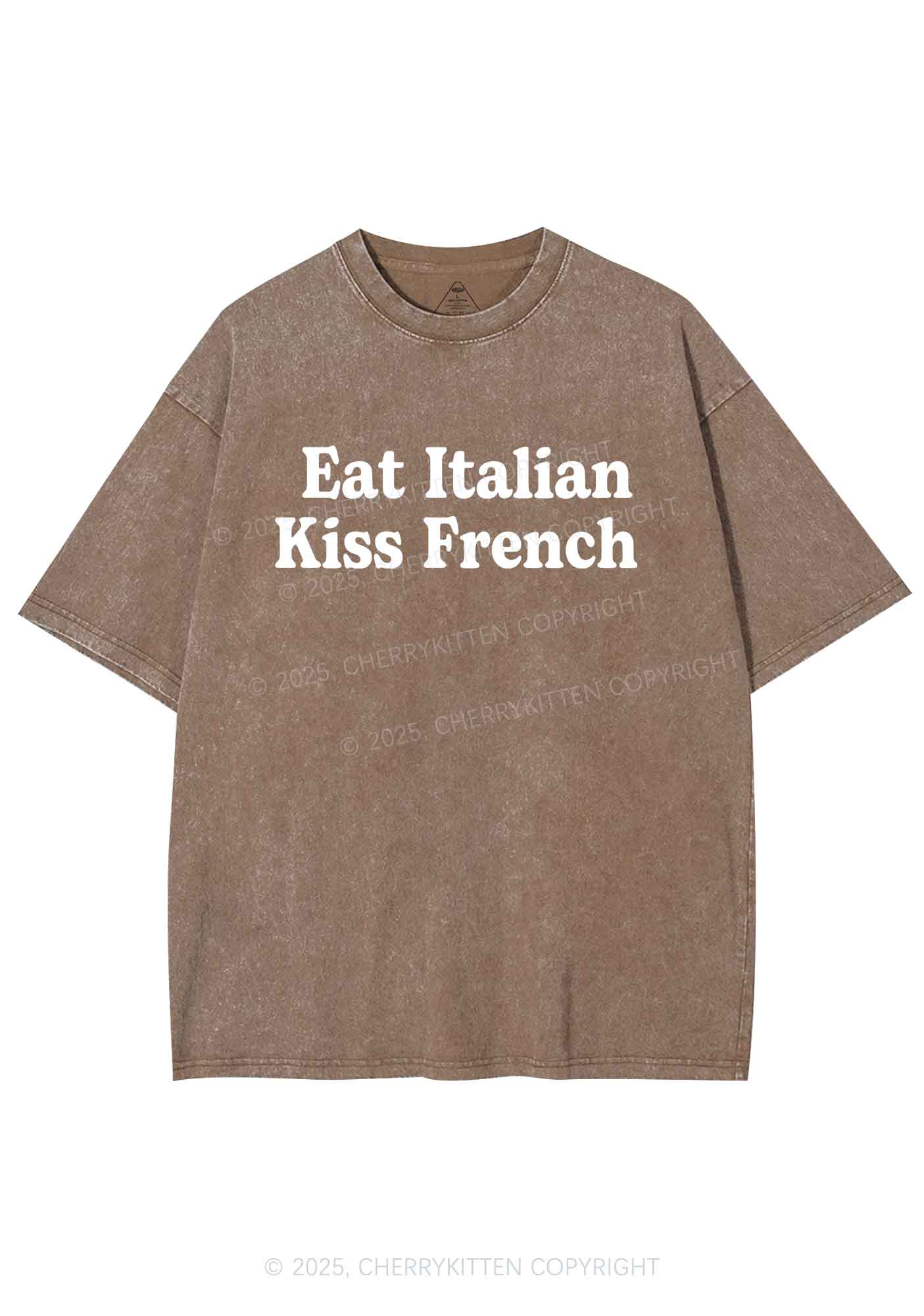 Eat Italian Kiss French Y2K Washed Tee Cherrykitten