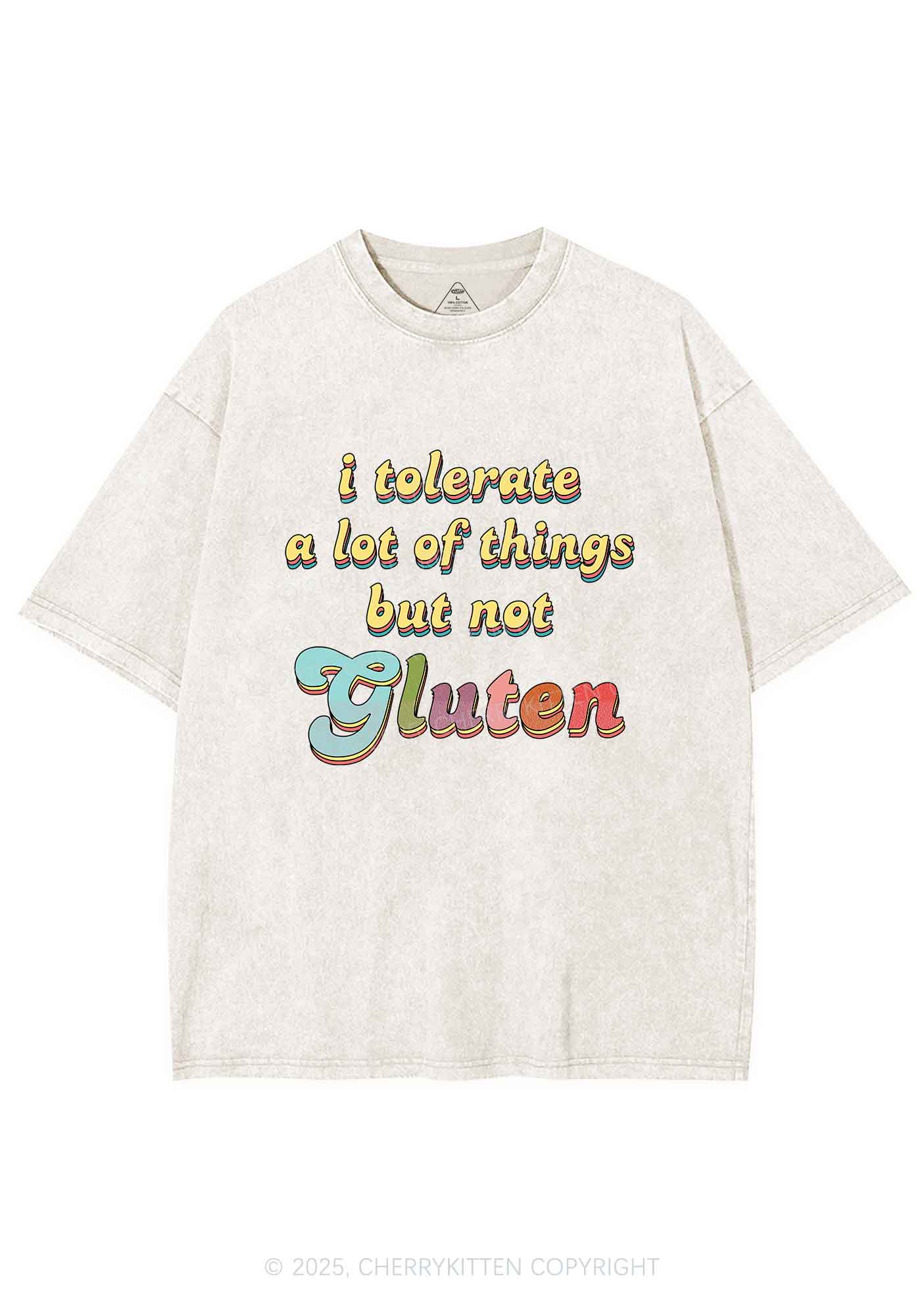 Tolerate Gluten Y2K Shirts Washed Tee Cherrykitten