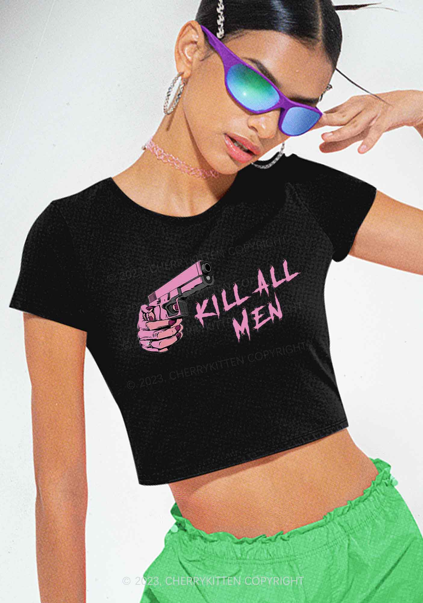 Kill All Men Y2K Baby Tee Cherrykitten