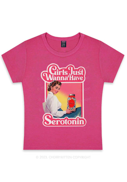 Girls Just Wanna Have Serotonin Y2K Baby Tee Cherrykitten