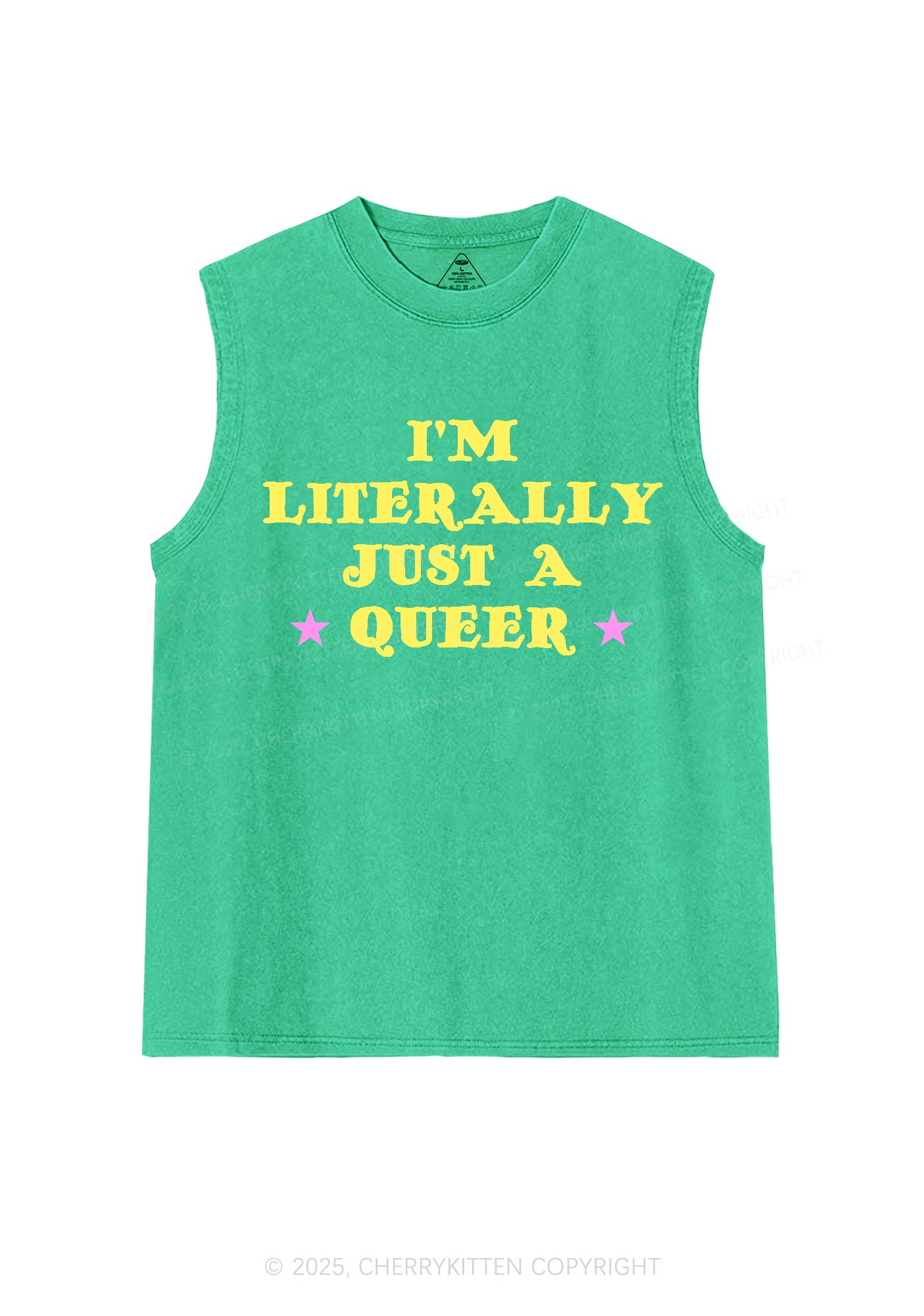 Just A Queer Pride Y2K Washed Muscle Tank Cherrykitten