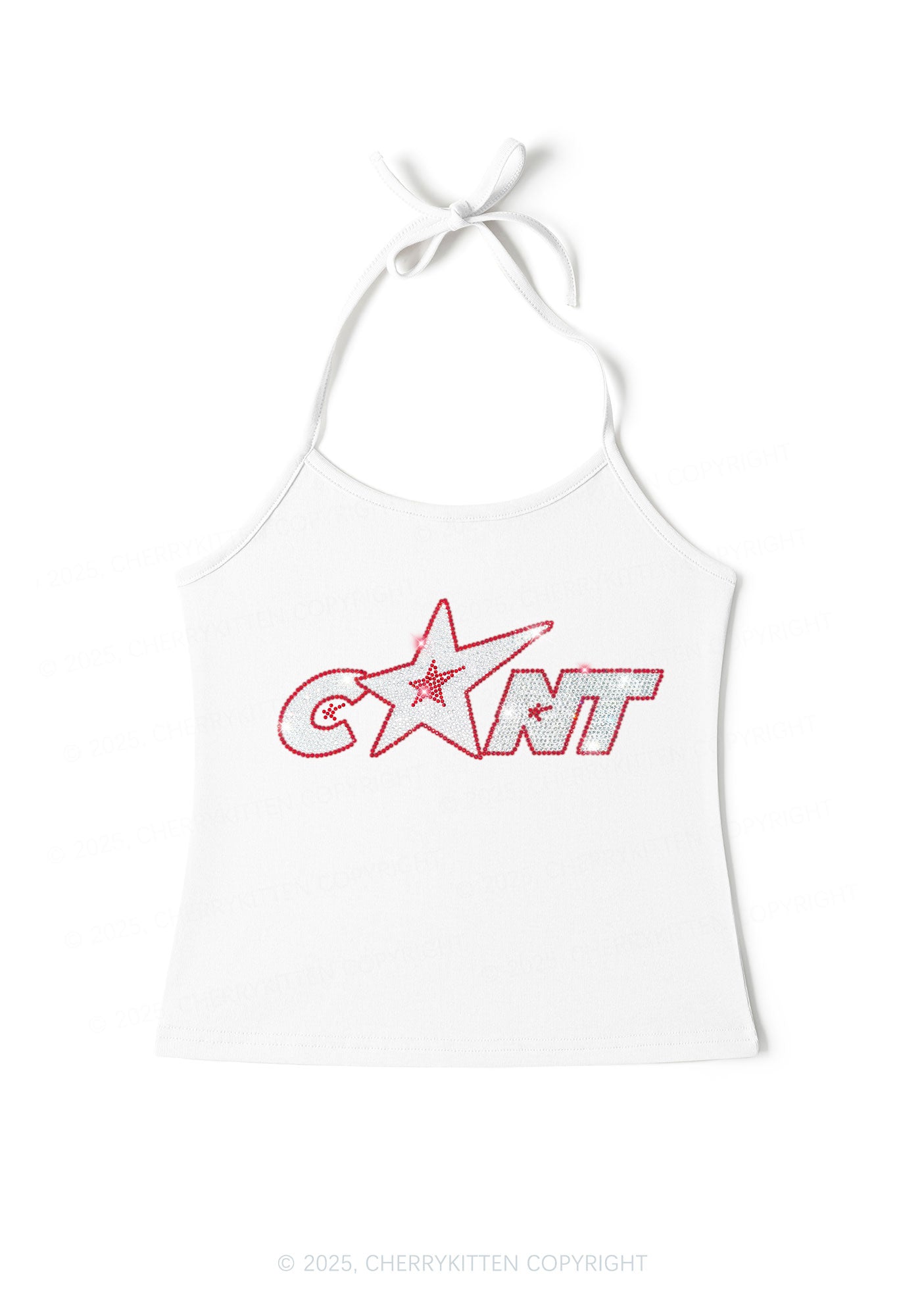 Rhinestone Star Cxxt Y2K Halter Neck Cami Cherrykitten