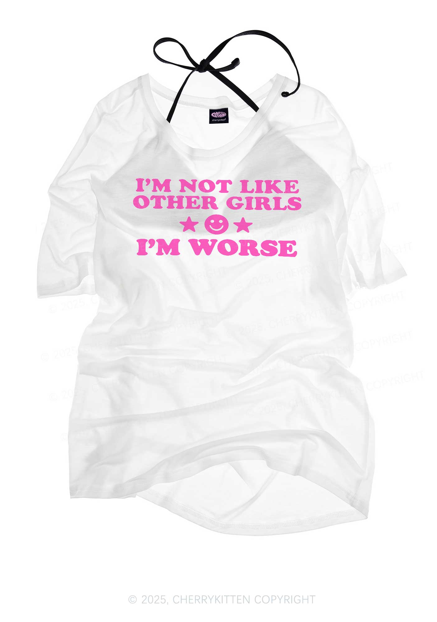 I'm Worse Y2K Sheer Boyfriend Tee Cherrykitten
