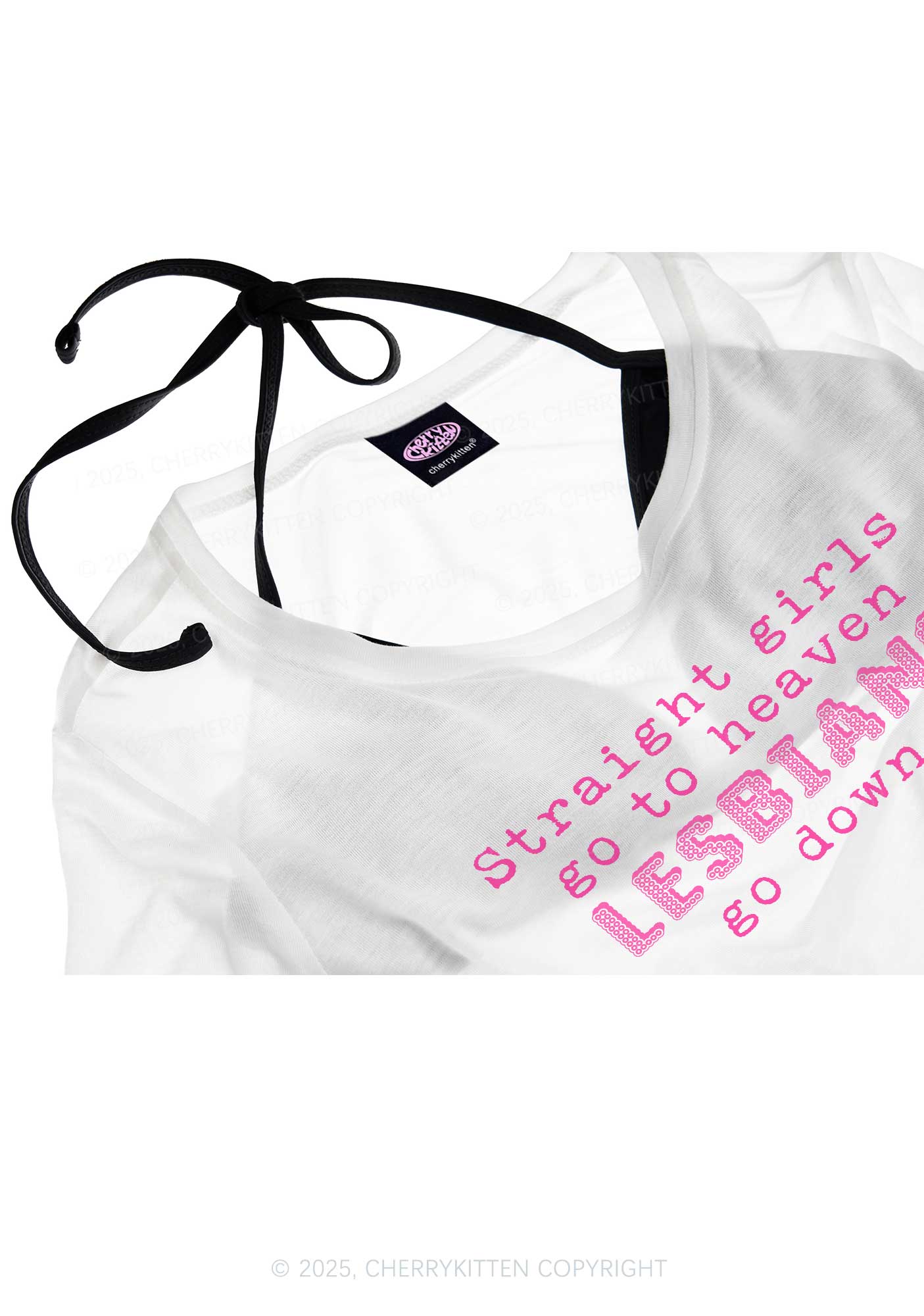 Lesbians Go Down Pride Y2K Sheer Boyfriend Tee Cherrykitten