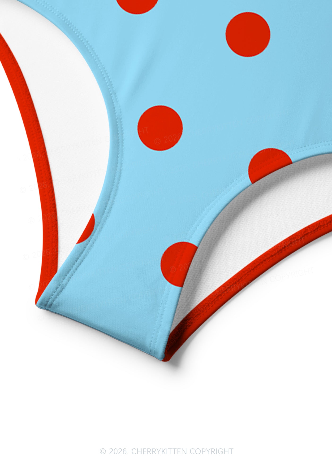 Blue And Red Dots Y2K Print Bikini Set Cherrykitten