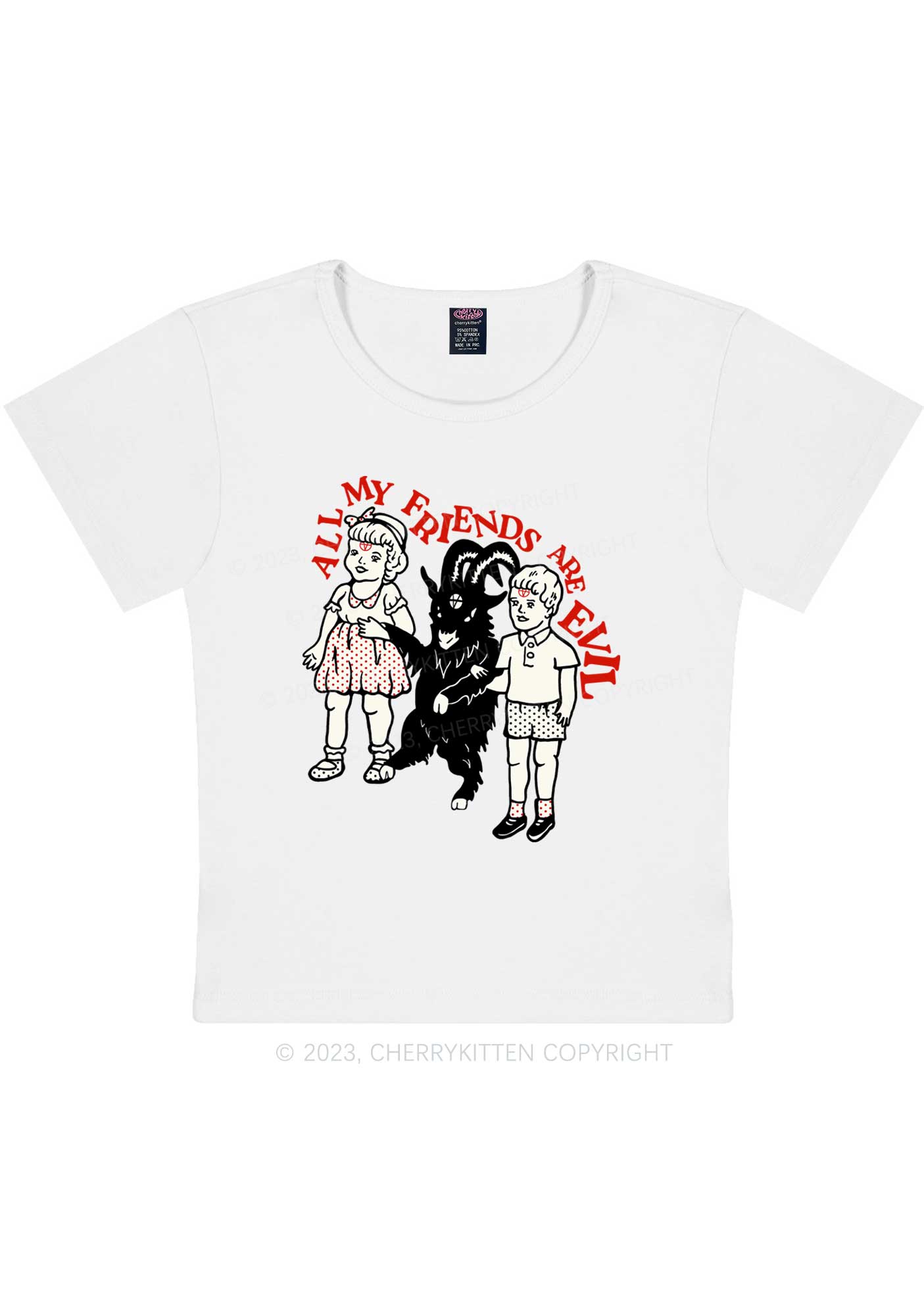 Curvy My Friends Are Evil Y2K Baby Tee Cherrykitten