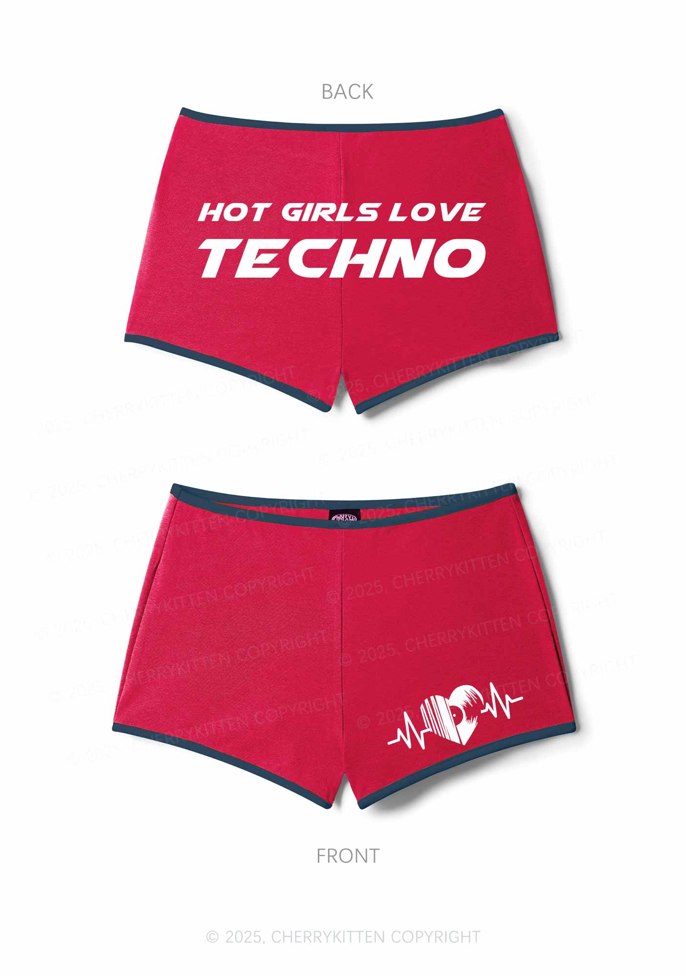 Hot Girls Love Techno Y2K Booty Shorts Cherrykitten