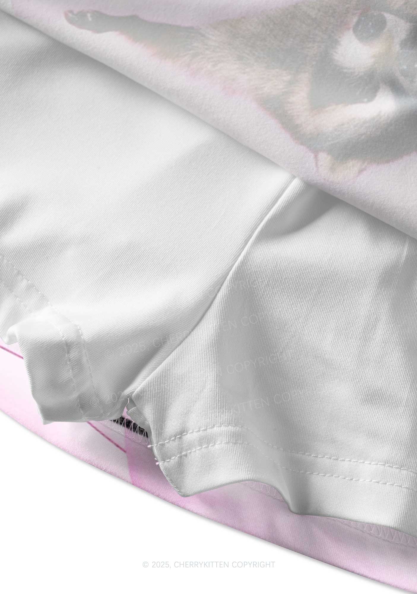 Pink Couch Raccoon Y2K Print Mini Skirt Cherrykitten
