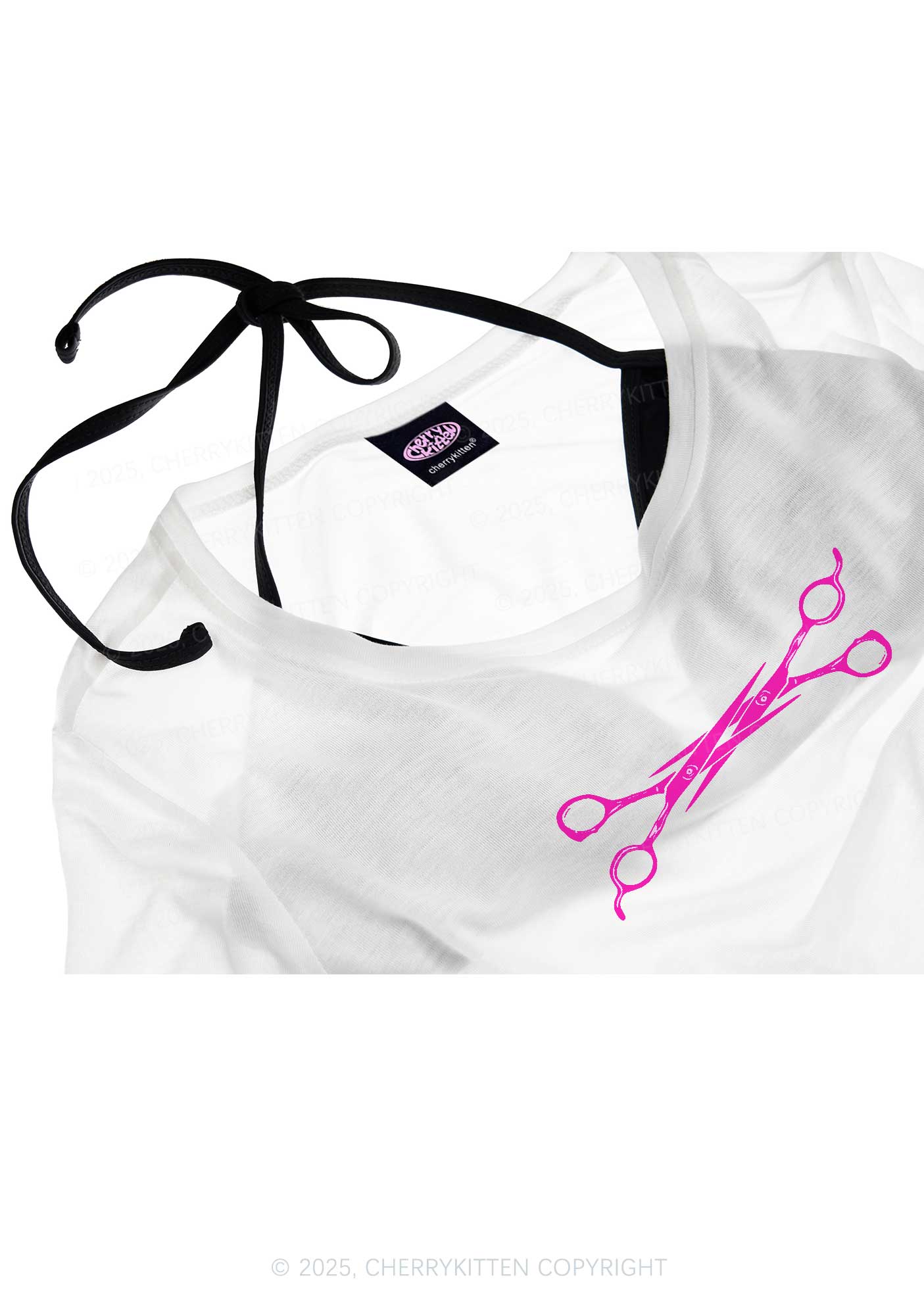Pink Scissor Pride Y2K Sheer Boyfriend Tee Cherrykitten