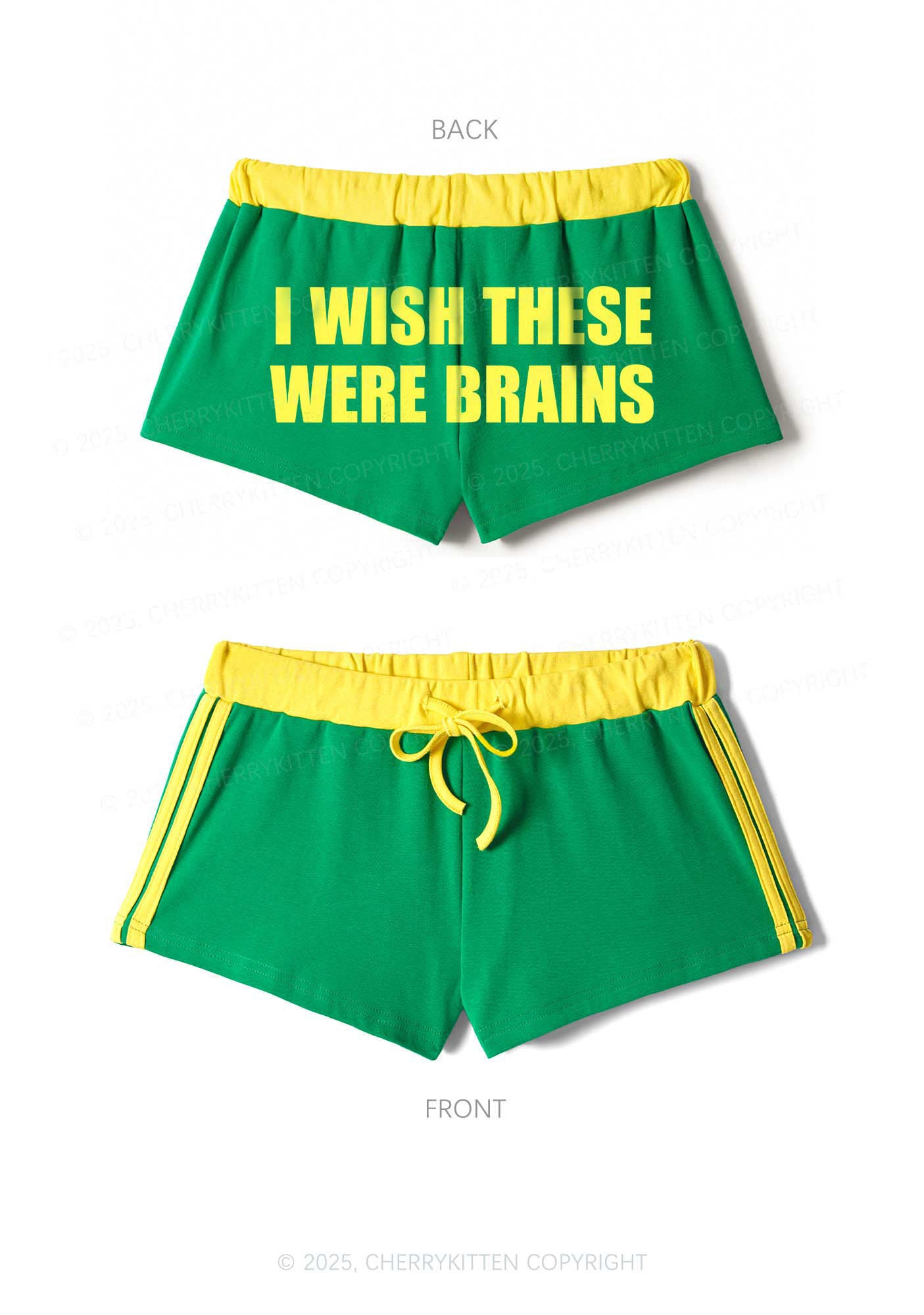 Wish These Were Brains Y2K Drawstring Mini Shorts Cherrykitten