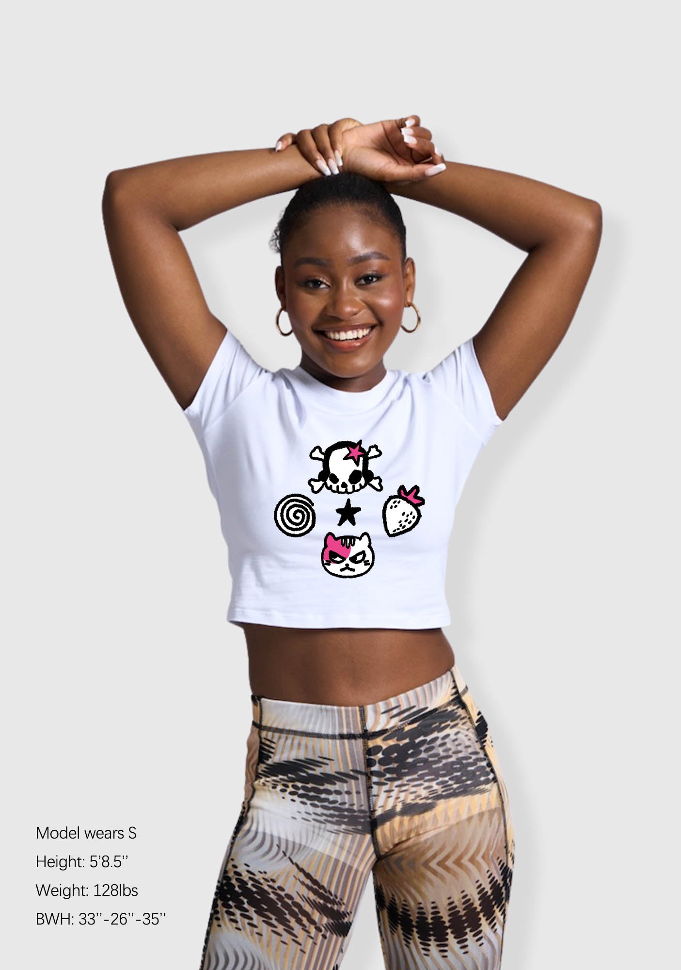 Skull Strawberry Cat Stars Y2K Baby Tee