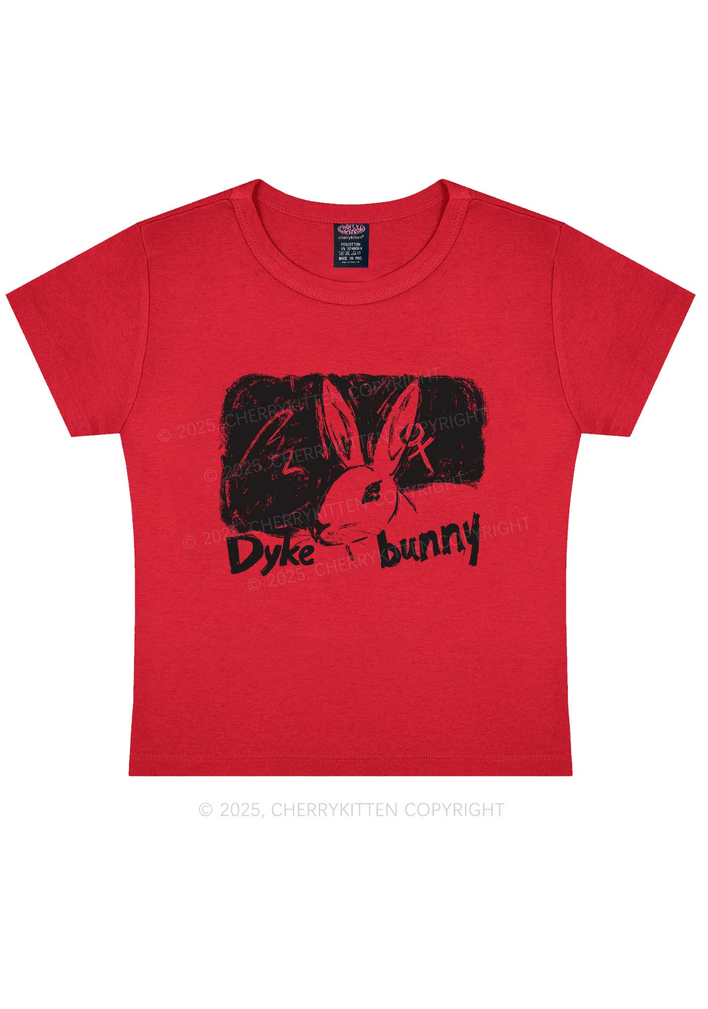 Dyke Bunny Y2K Baby Tee Cherrykitten