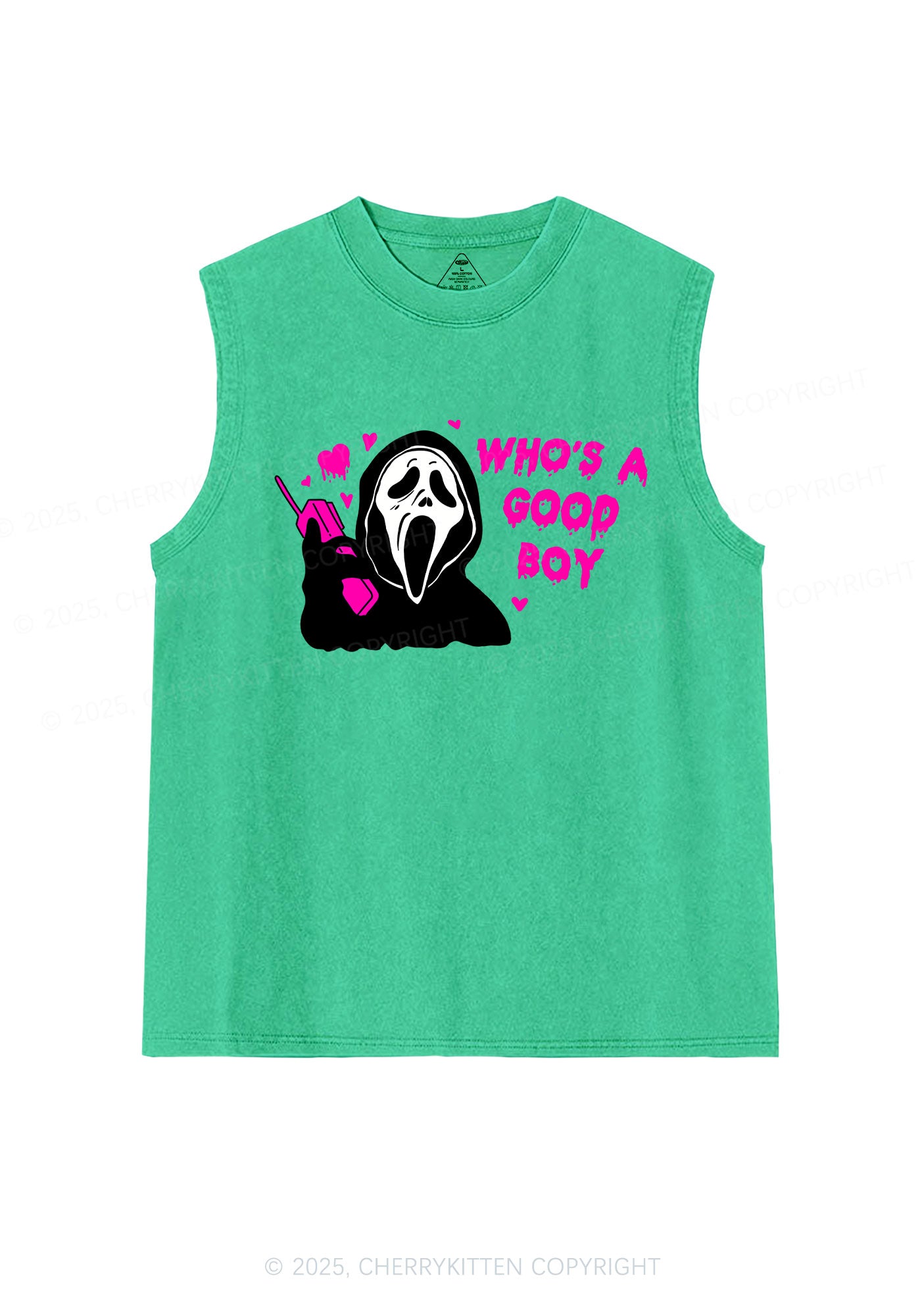 Halloween Whos Good Boy Y2K Washed Muscle Tank Cherrykitten