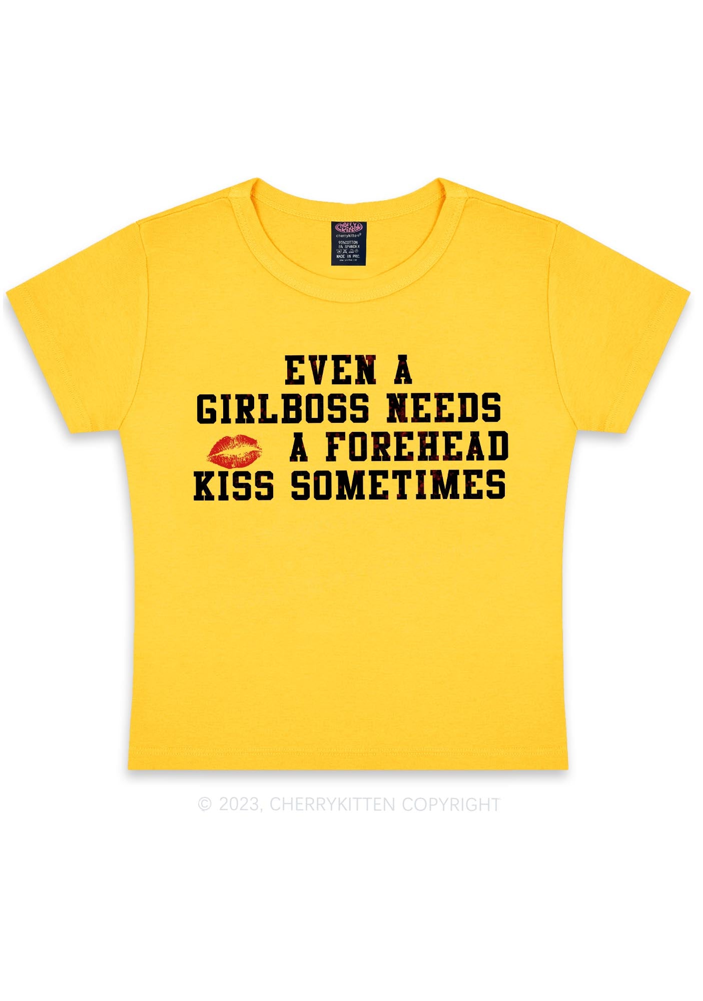 Girlboss Needs A Kiss Y2K Baby Tee Cherrykitten