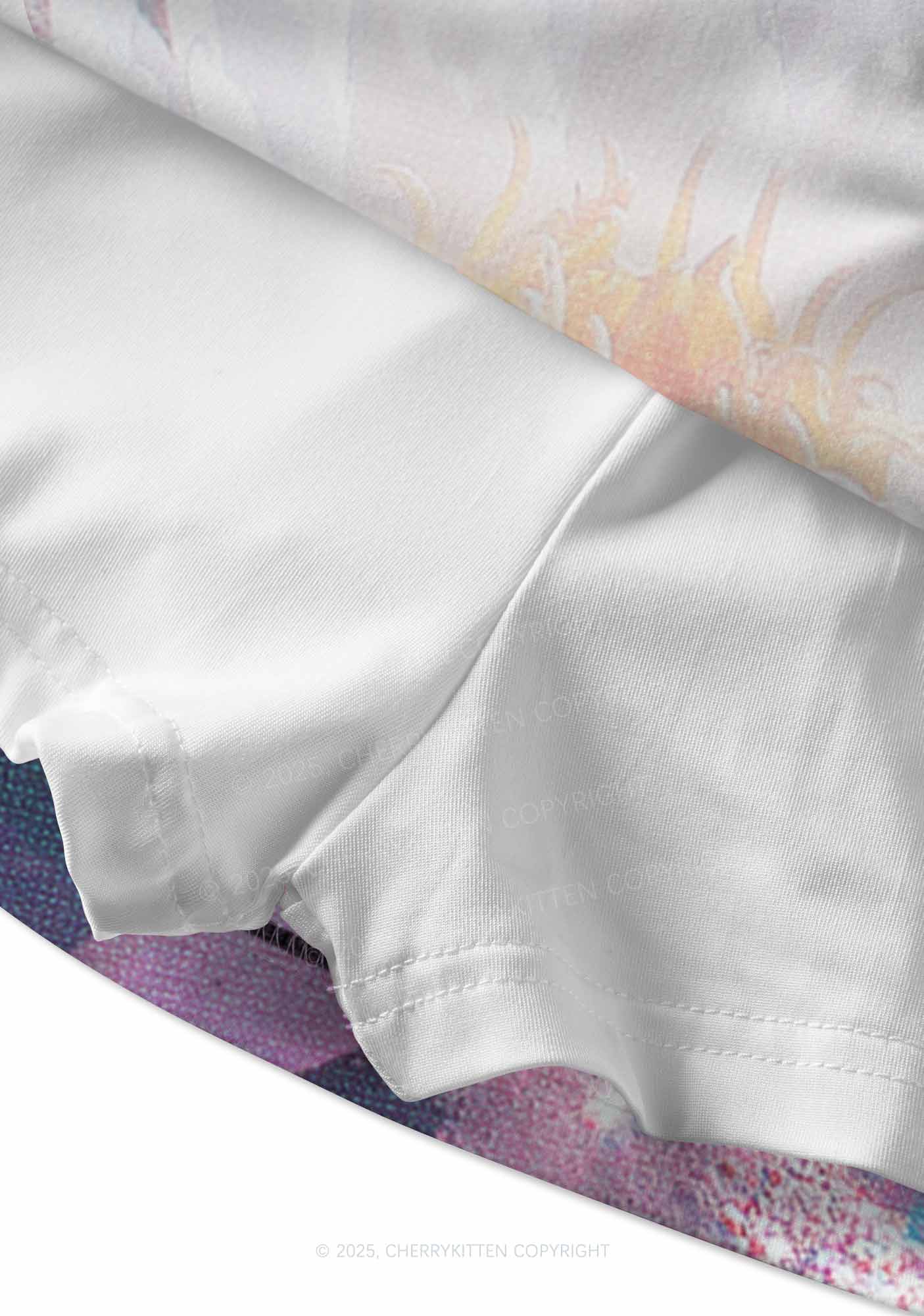Glitter Lotus Y2K Print Mini Skirt Cherrykitten