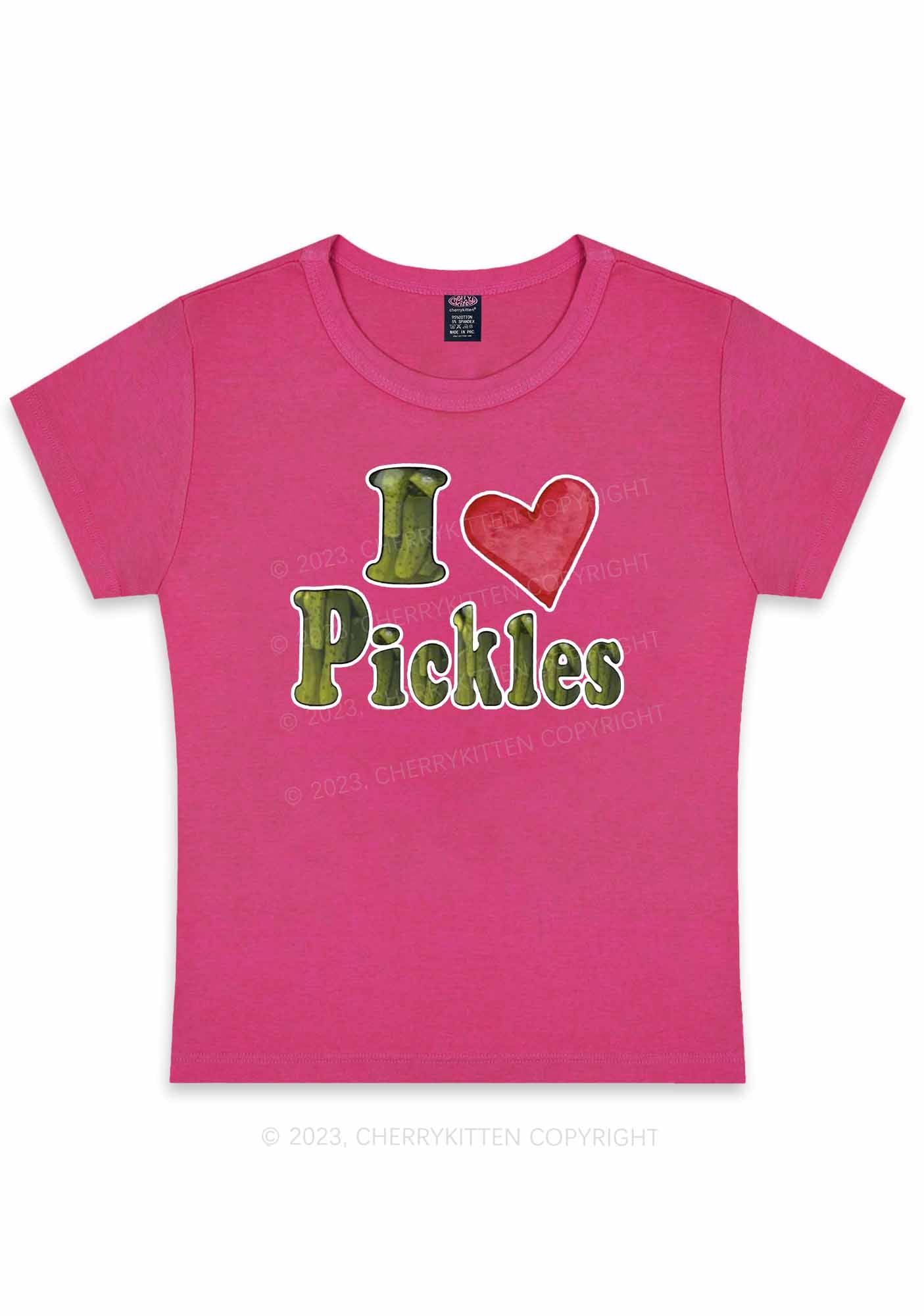 Curvy I Love Pickles Y2K Baby Tee Cherrykitten