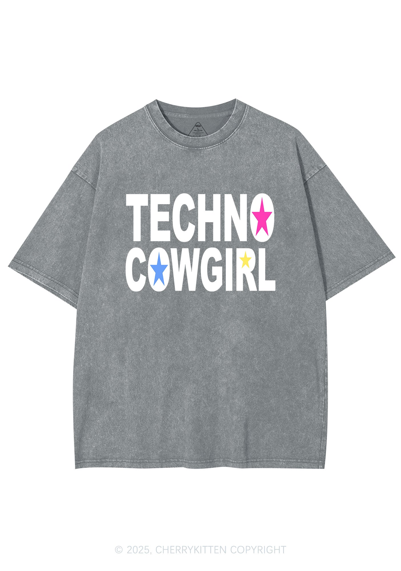 Techno Cowgirl Y2K Shirts Washed Tee Cherrykitten