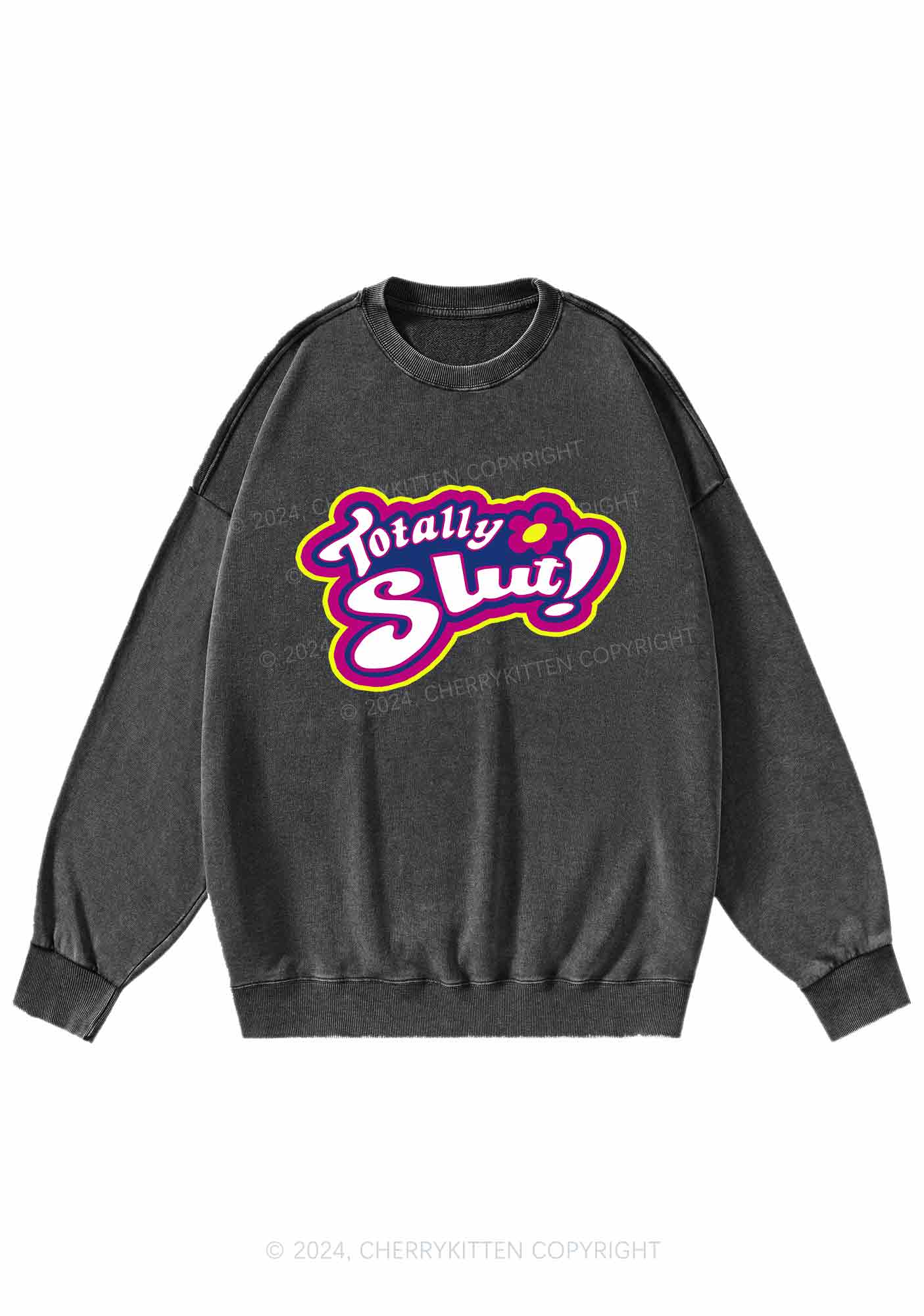 Totally Slxt Y2K Washed Sweatshirts Cherrykitten