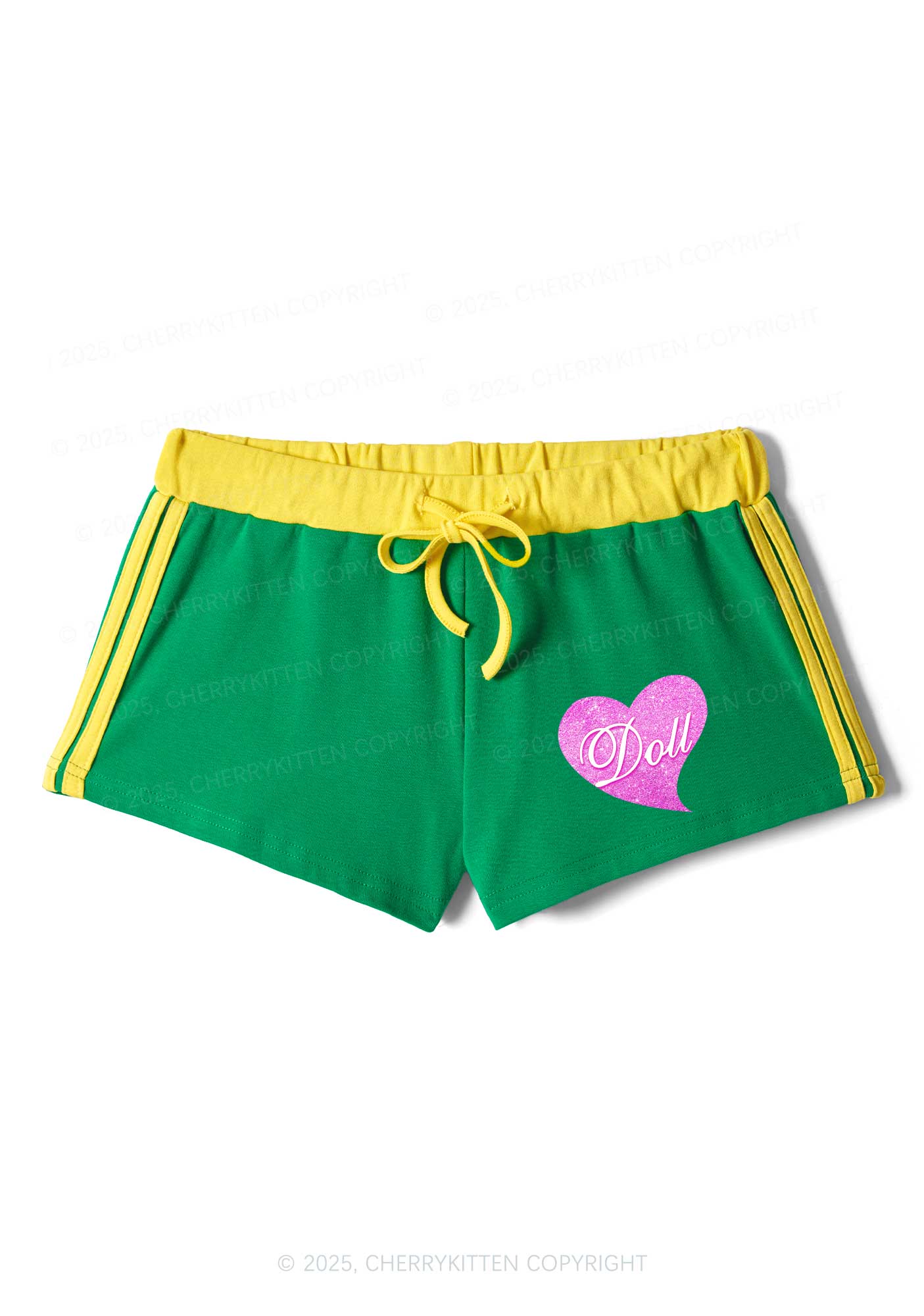 Glitter Heart Doll Y2K Drawstring Mini Shorts Cherrykitten