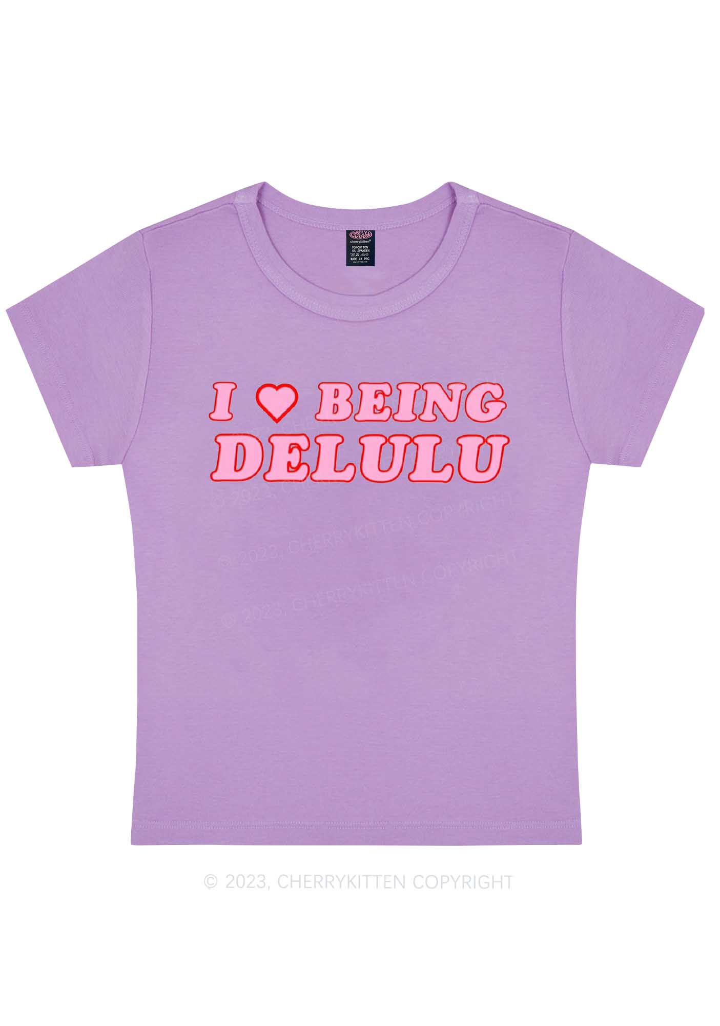 Being Delulu Y2K Baby Tee Cherrykitten