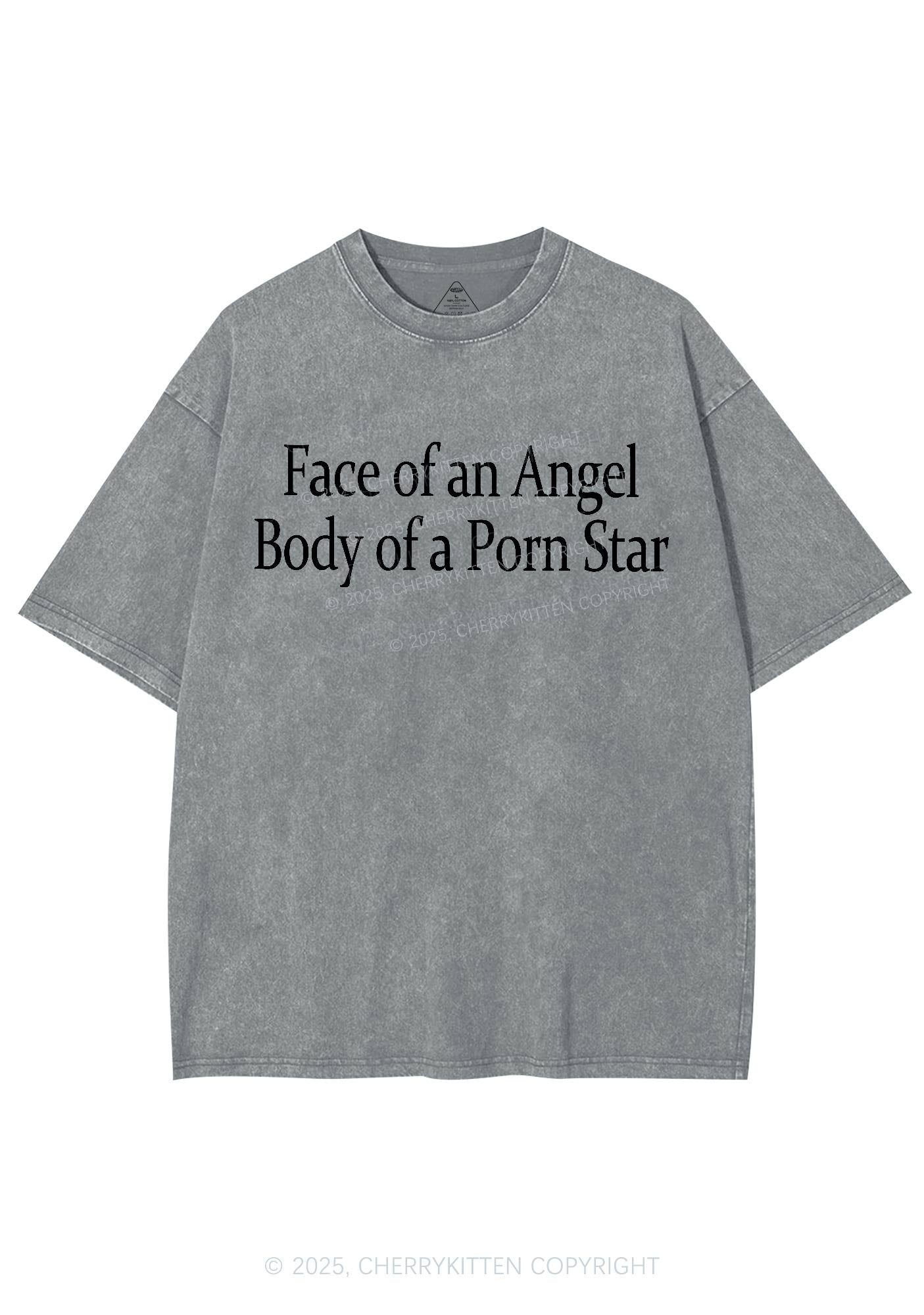 Face Of An Angel Body Of A Pxrn Star Y2K Shirts Washed Tee Cherrykitten