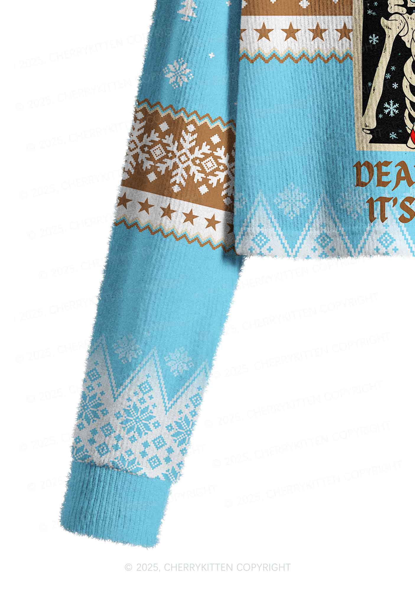 Dead Inside Y2K Christmas Crop Knit Sweatshirt Cherrykitten