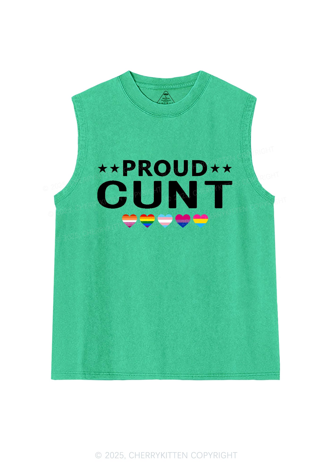 Proud Cxxt Pride Y2K Washed Muscle Tank Cherrykitten