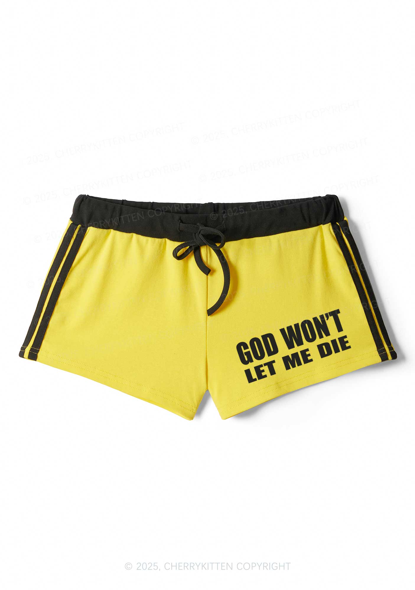 God Wont Let Me Die Y2K Drawstring Mini Shorts Cherrykitten