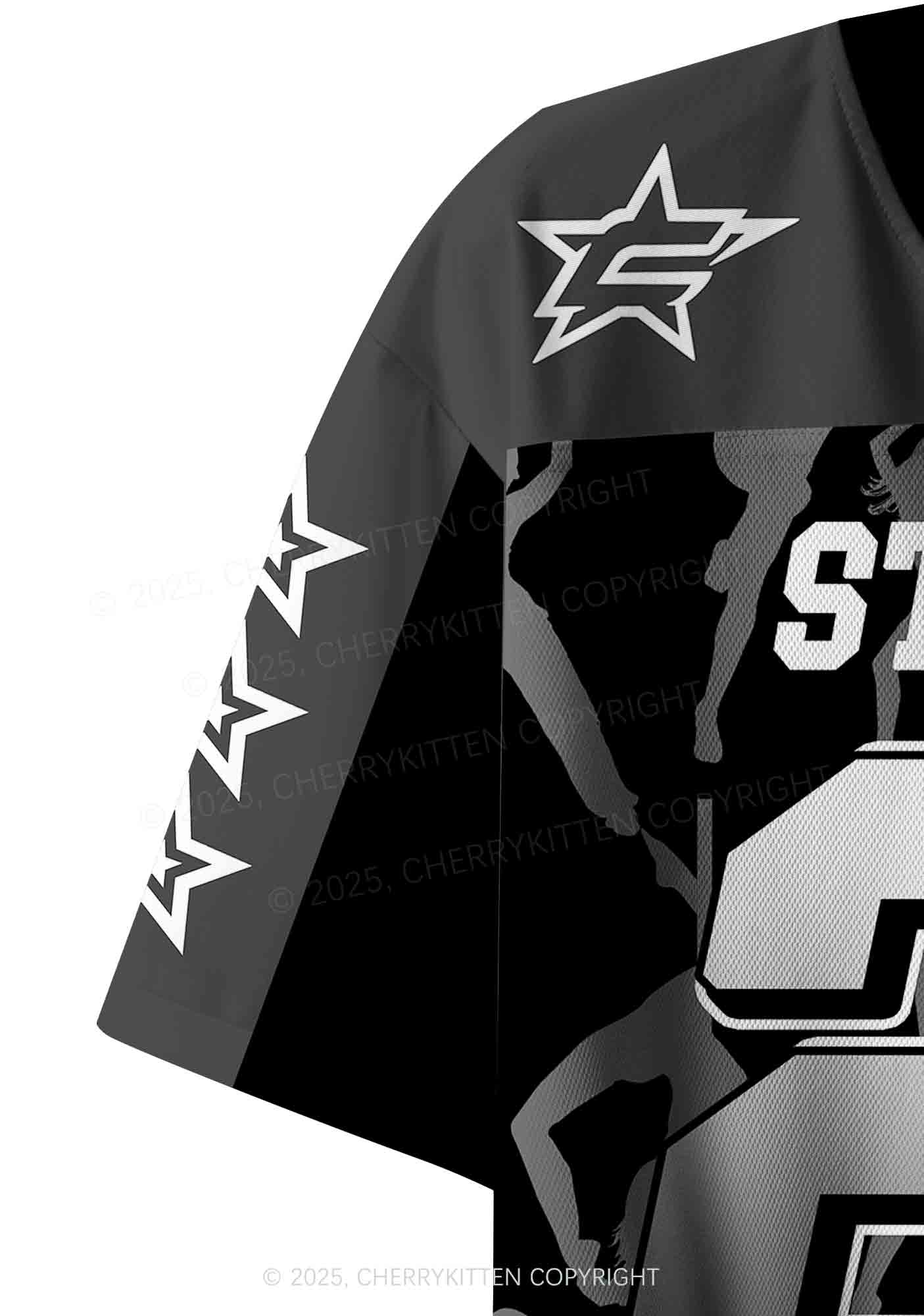 Custom Black Star Girl Y2K Crop Sport Jersey Shirts Cherrykitten