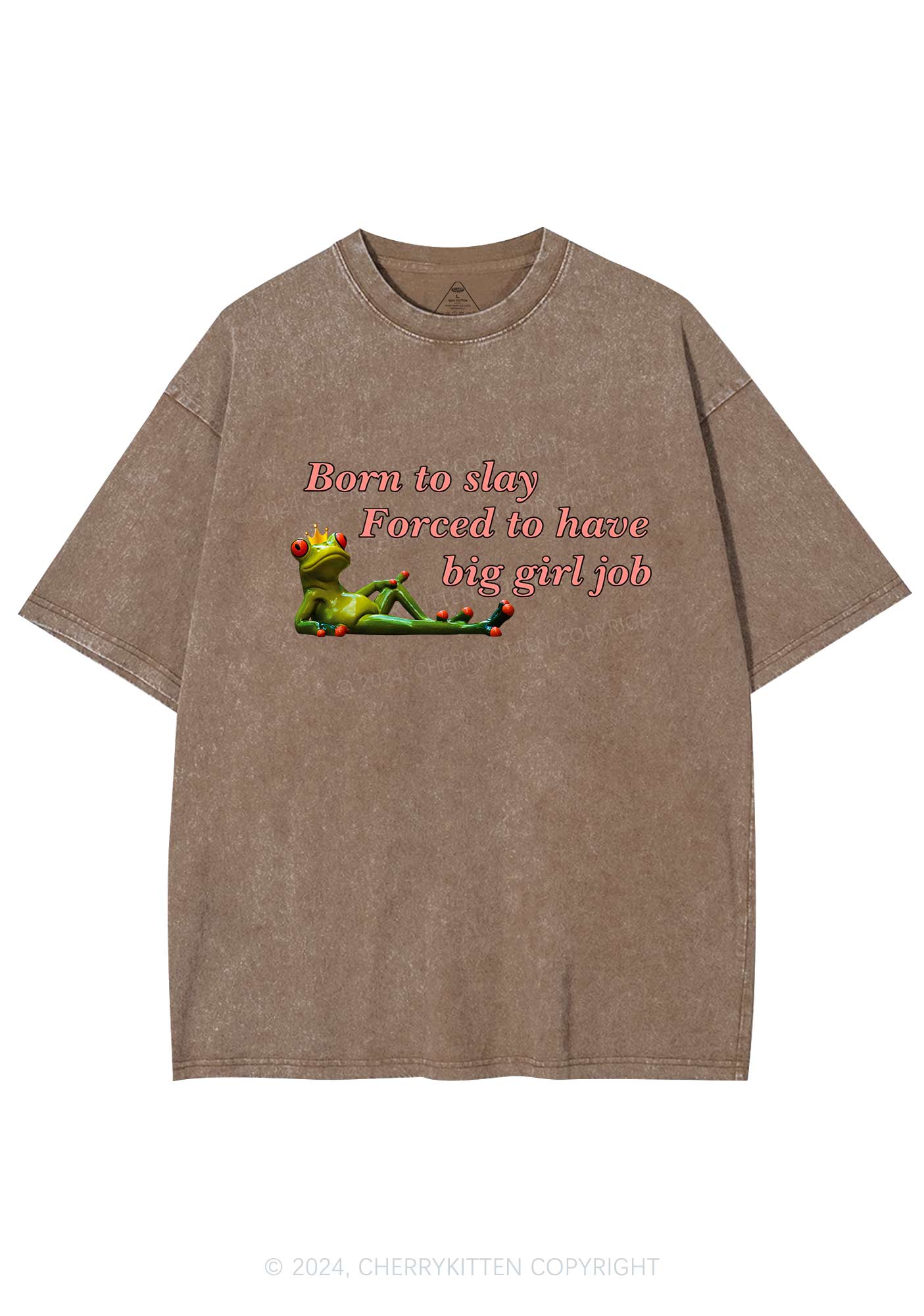 Forced To Have Big Girl Job Y2K Washed Tee Cherrykitten