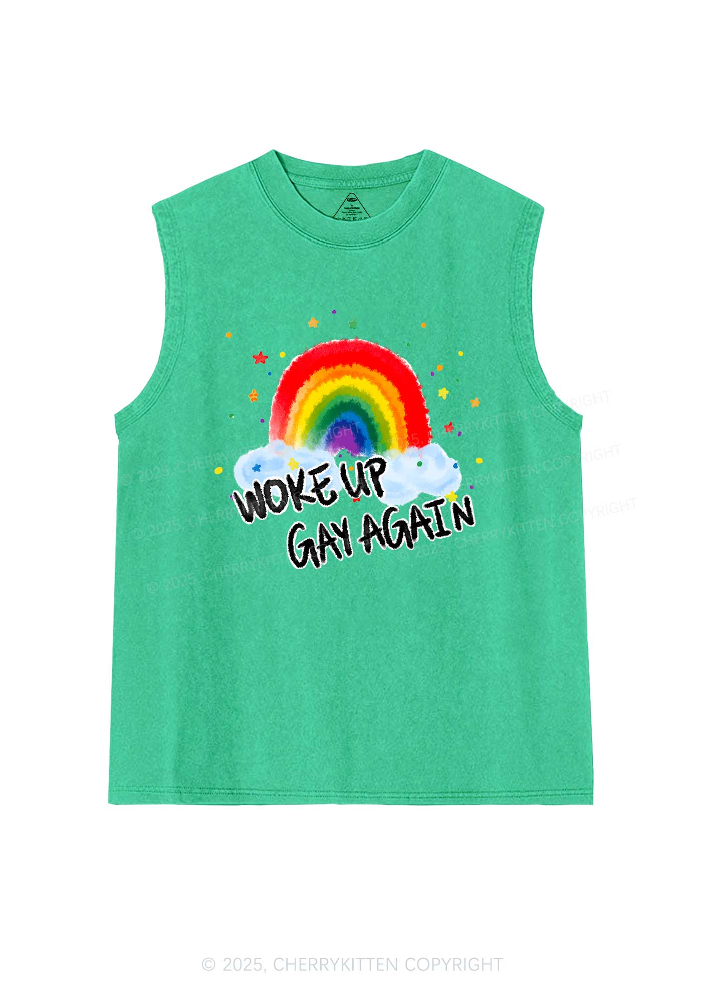 Woke Up Gay Again Y2K Washed Muscle Tank Cherrykitten