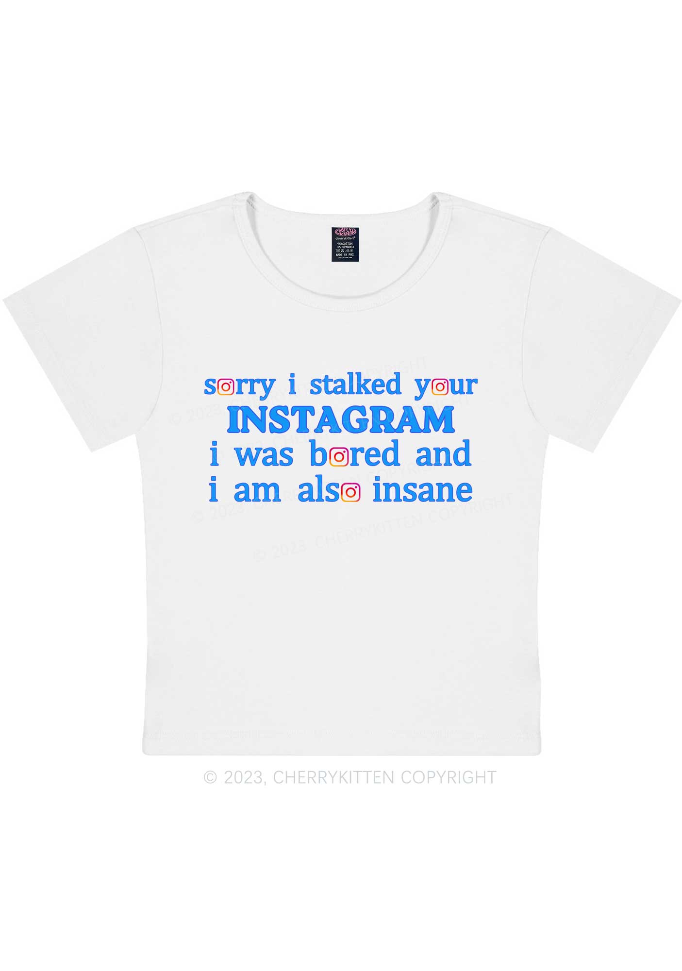 Curvy Bored And Insane Y2K Baby Tee Cherrykitten