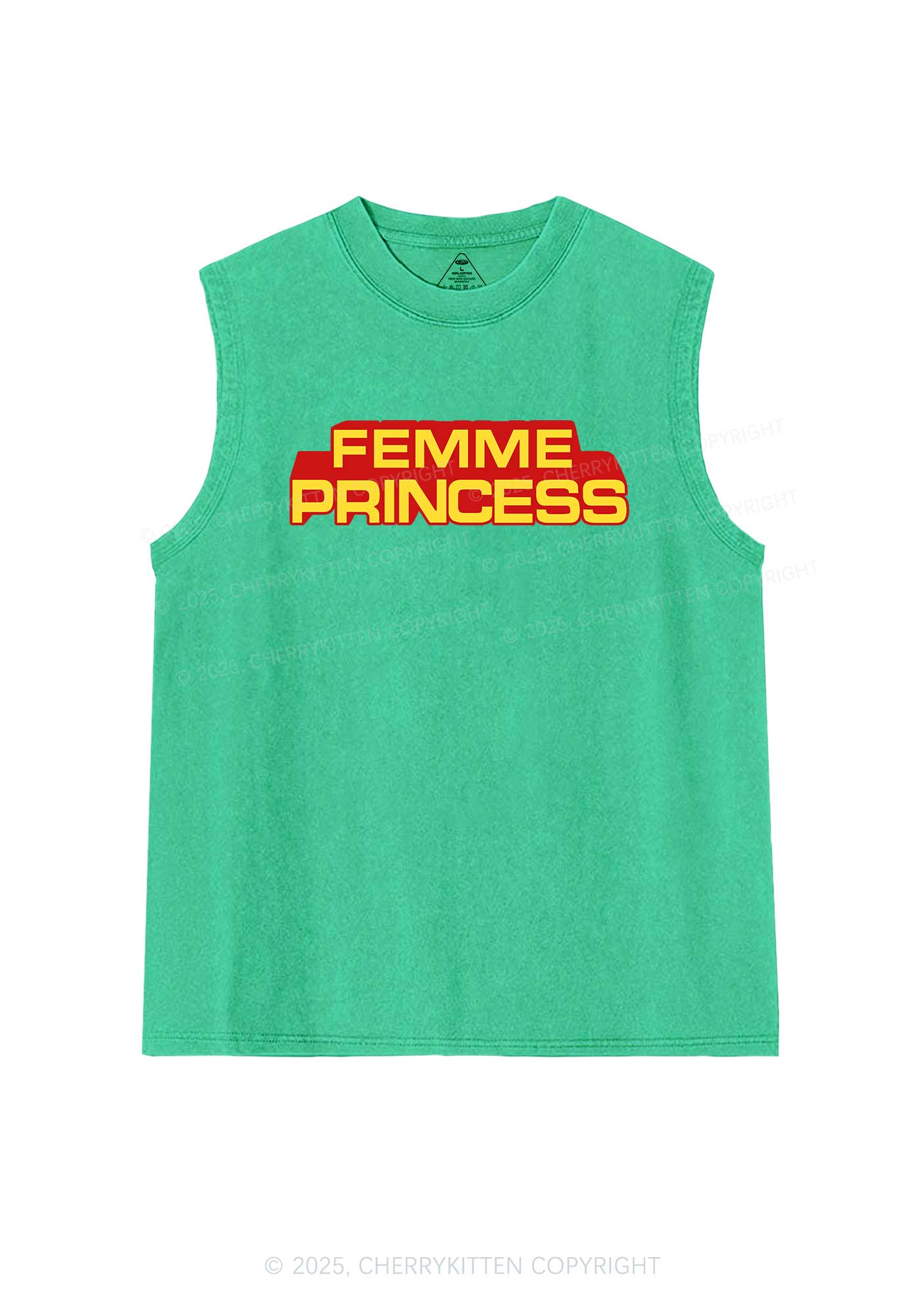 Femme Princess Pride Y2K Washed Muscle Tank Cherrykitten