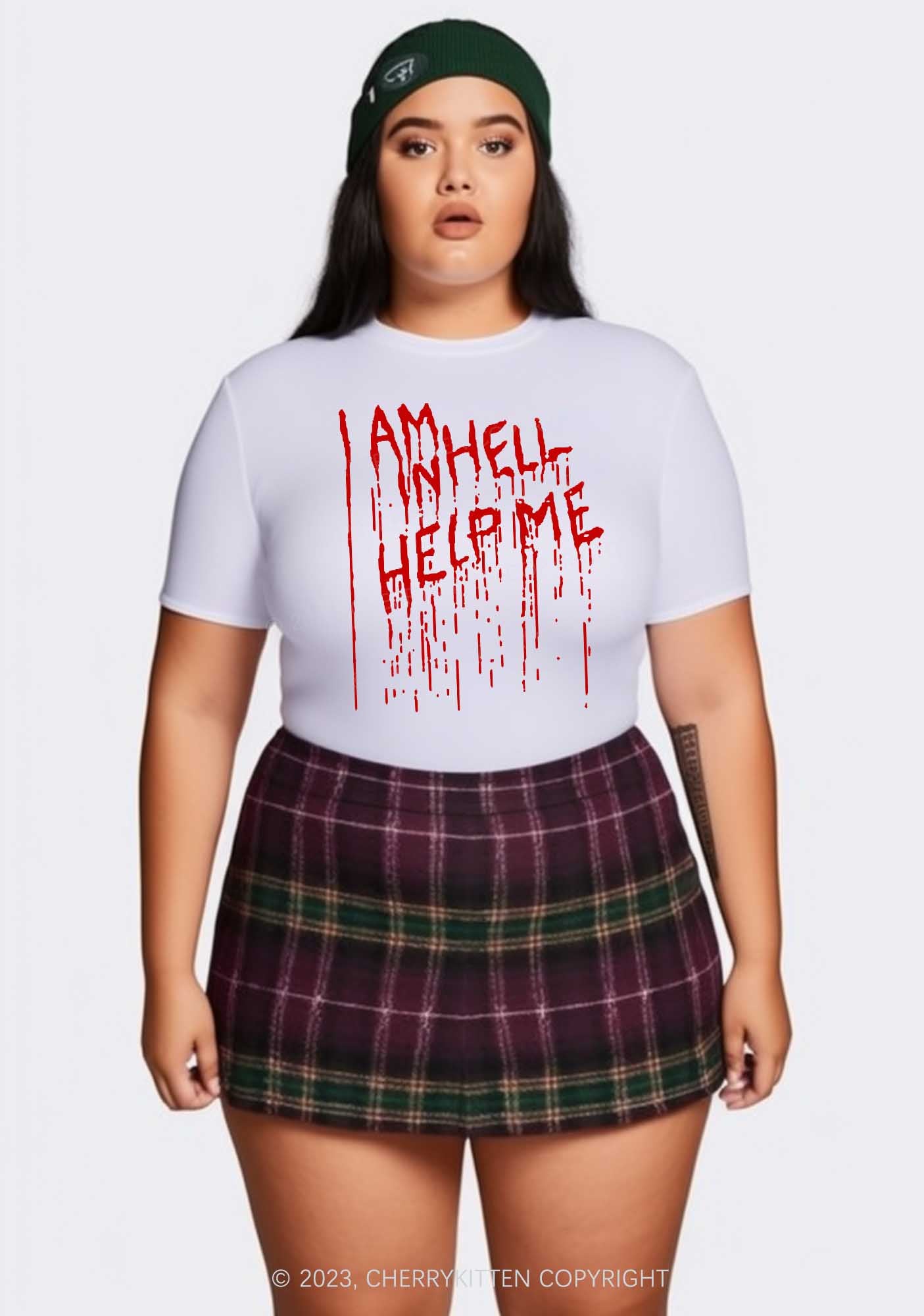 I Am In Hell Help Me Halloween Y2K Baby Tee Cherrykitten