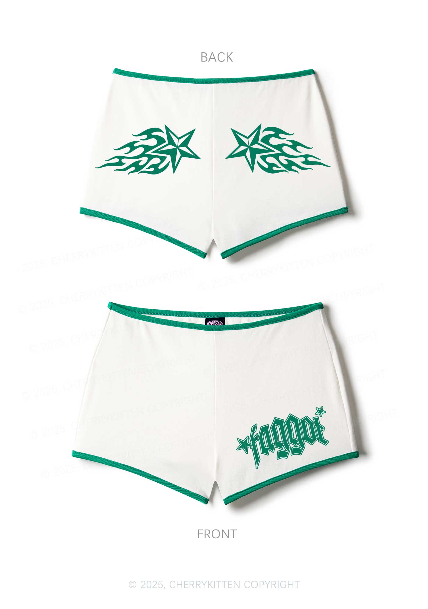 Faggot Star Pride Y2K Booty Shorts Cherrykitten