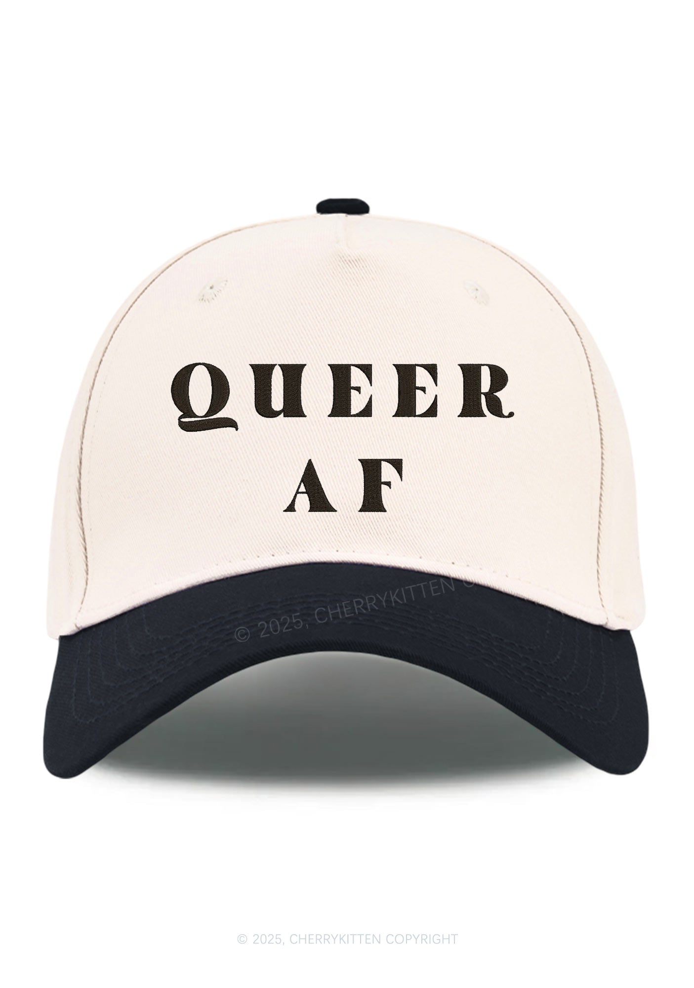Embroidered Queer AF Pride Y2K Color Block Baseball Cap Cherrykitten
